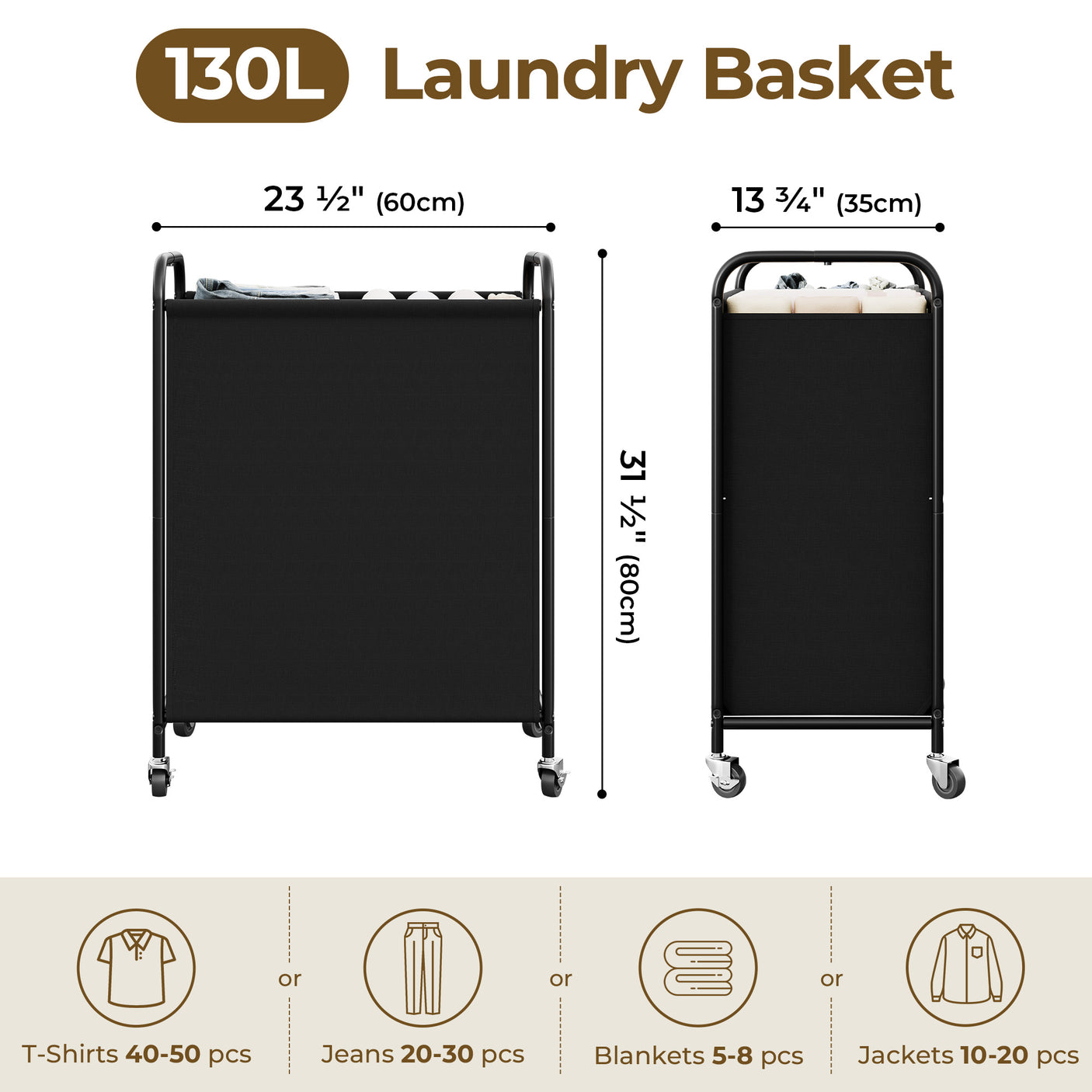 Slim Laundry Hamper with Wheels