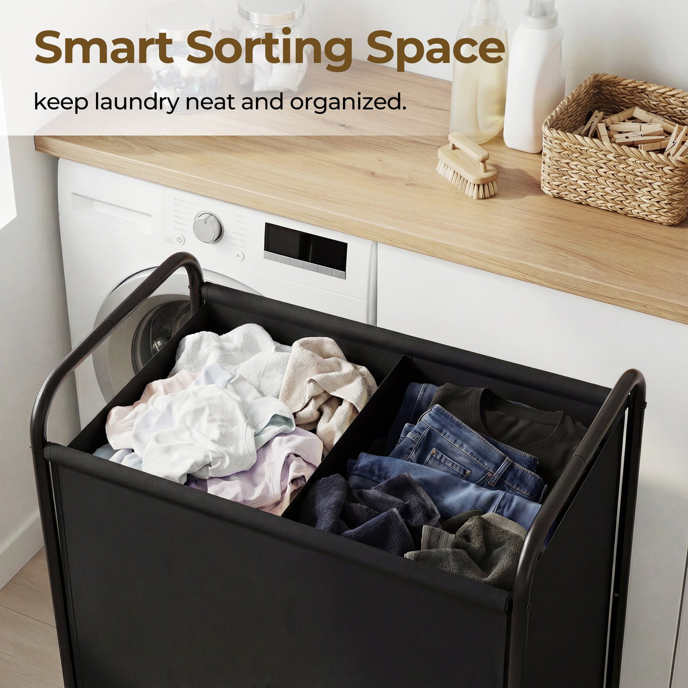 Slim Laundry Hamper with Wheels