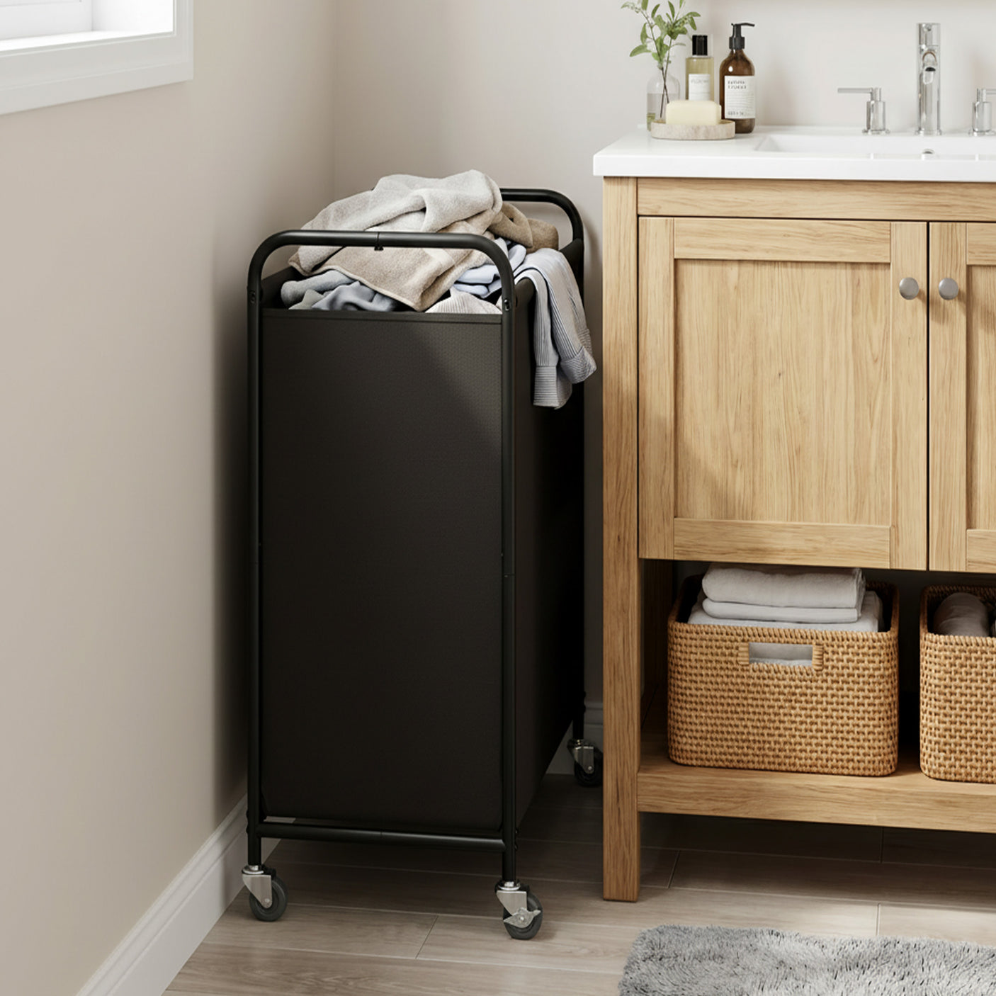 Slim Laundry Hamper with Wheels