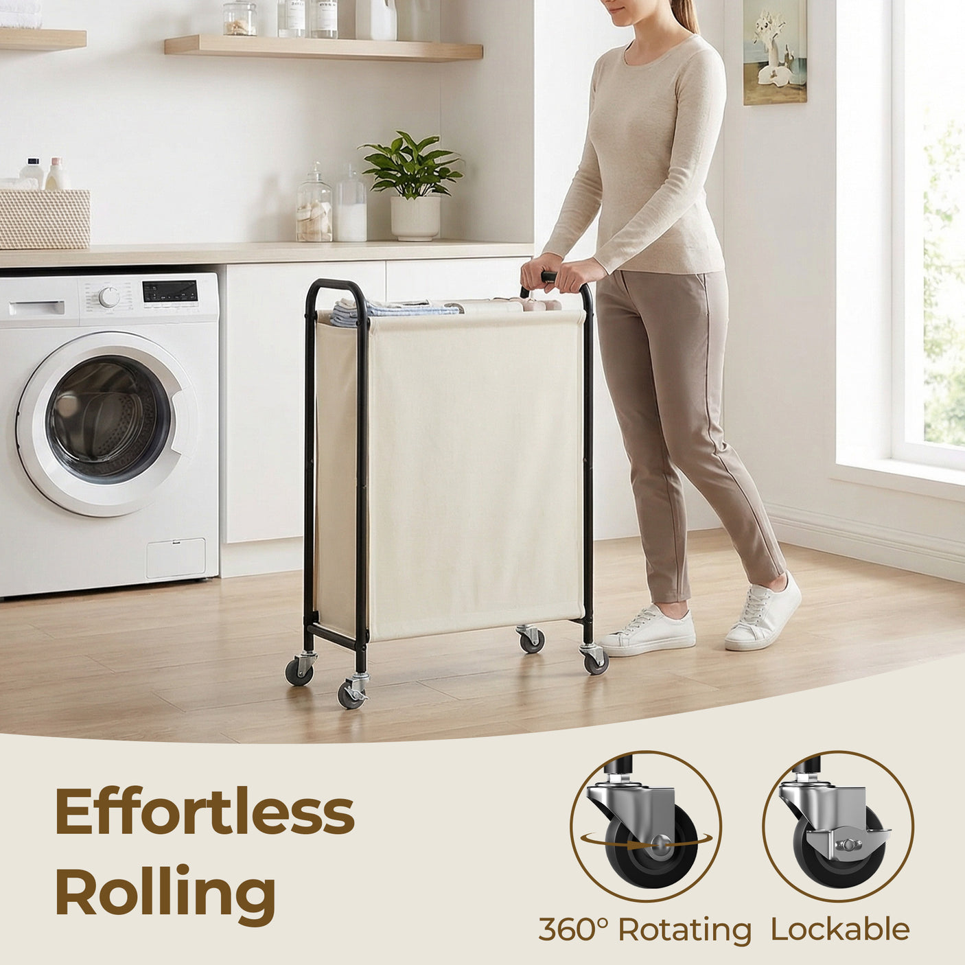 Slim Laundry Hamper with Wheels