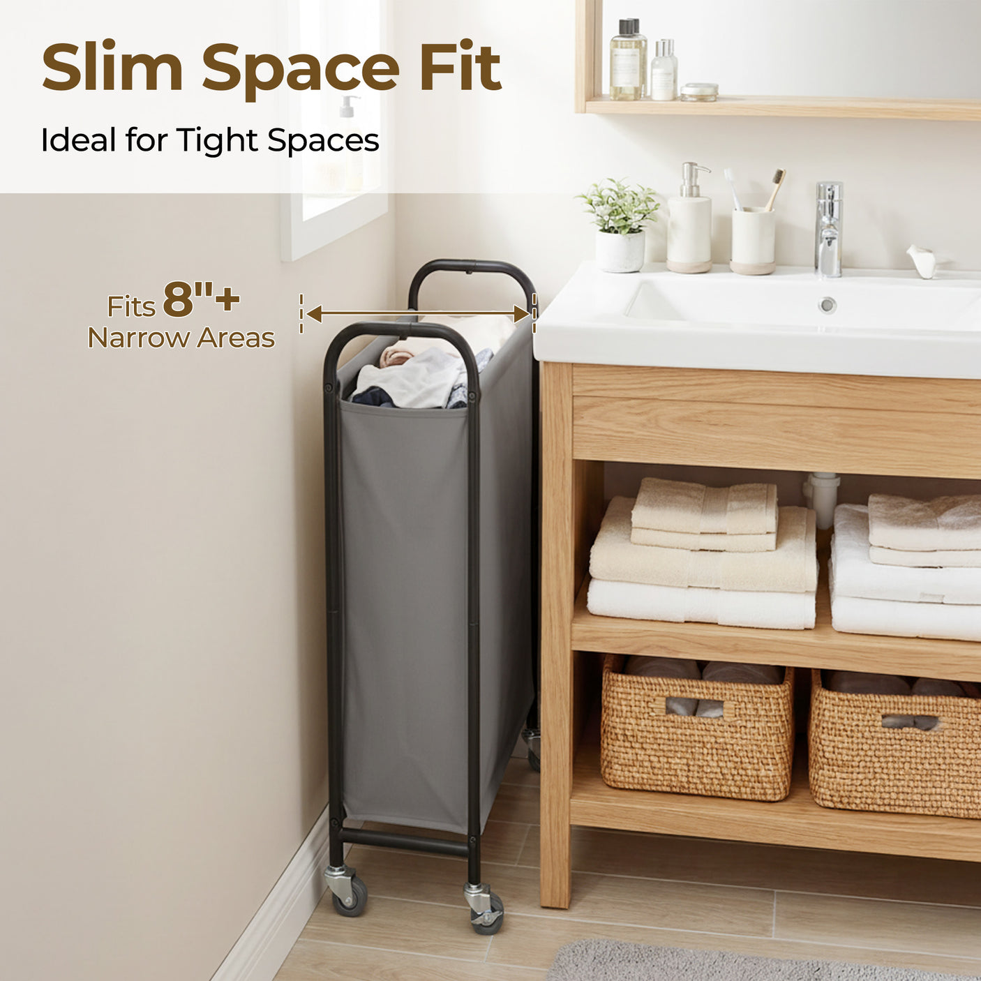 Slim Laundry Hamper with Wheels