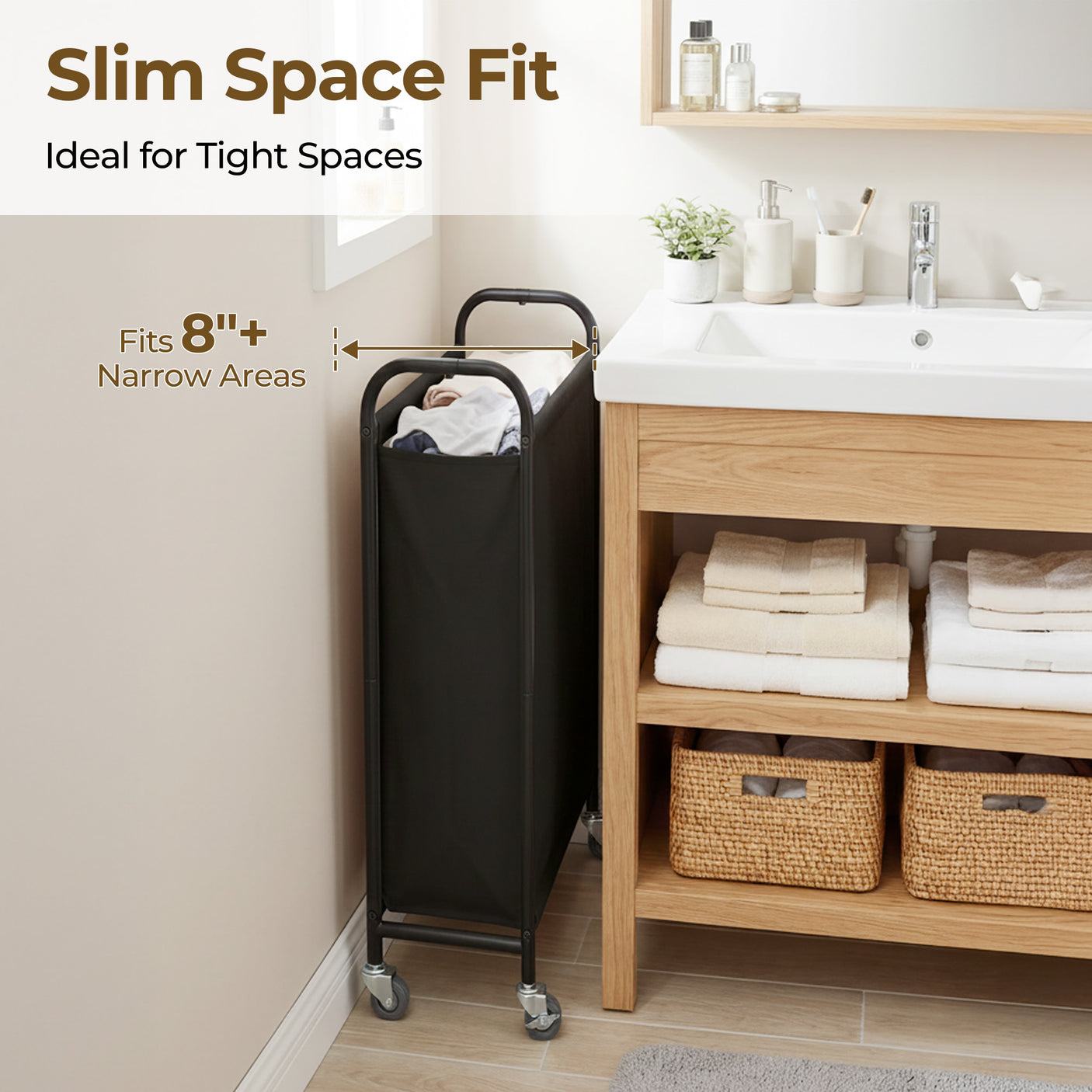 Slim Laundry Hamper with Wheels
