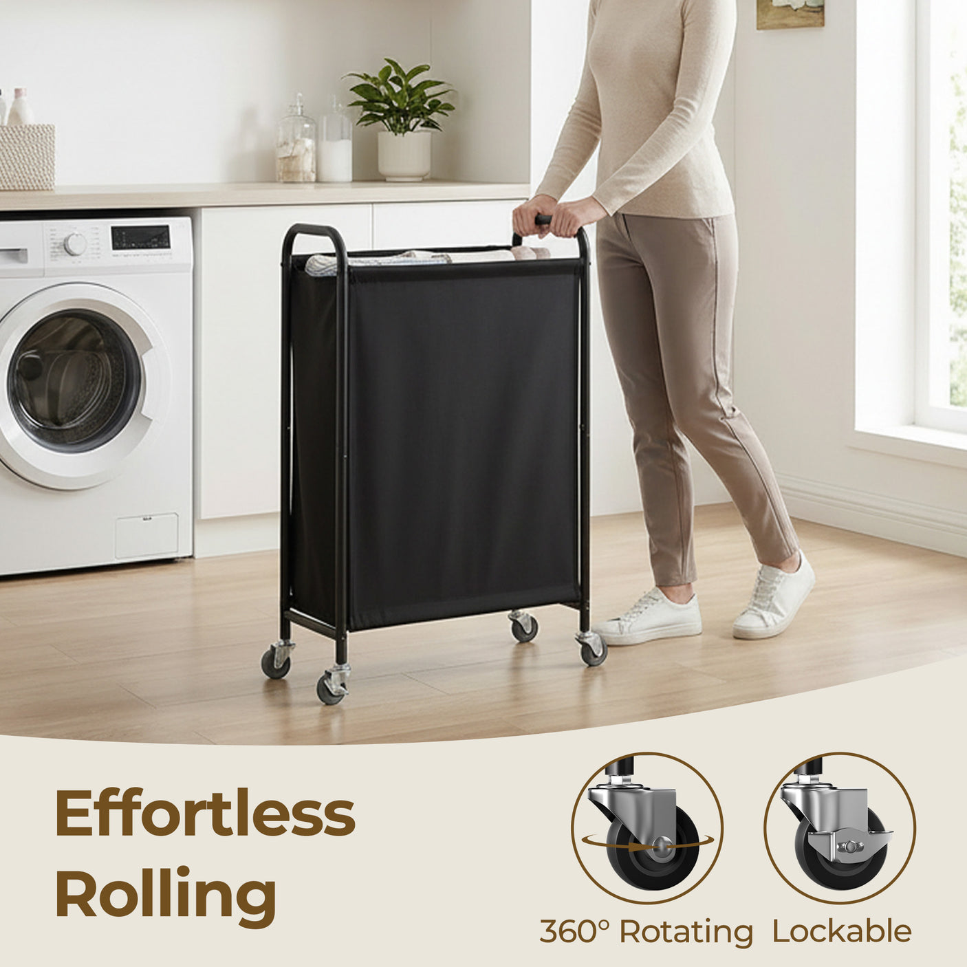 Slim Laundry Hamper with Wheels