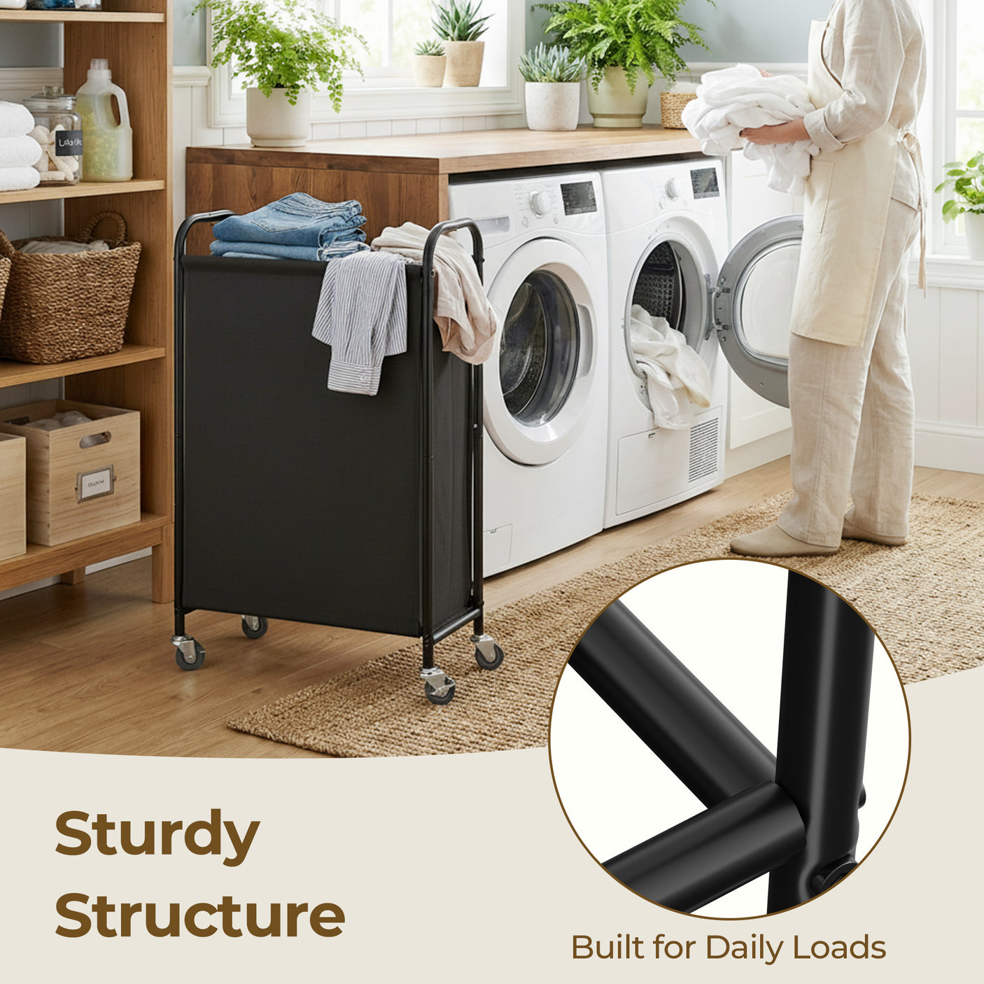 Slim Laundry Hamper with Wheels