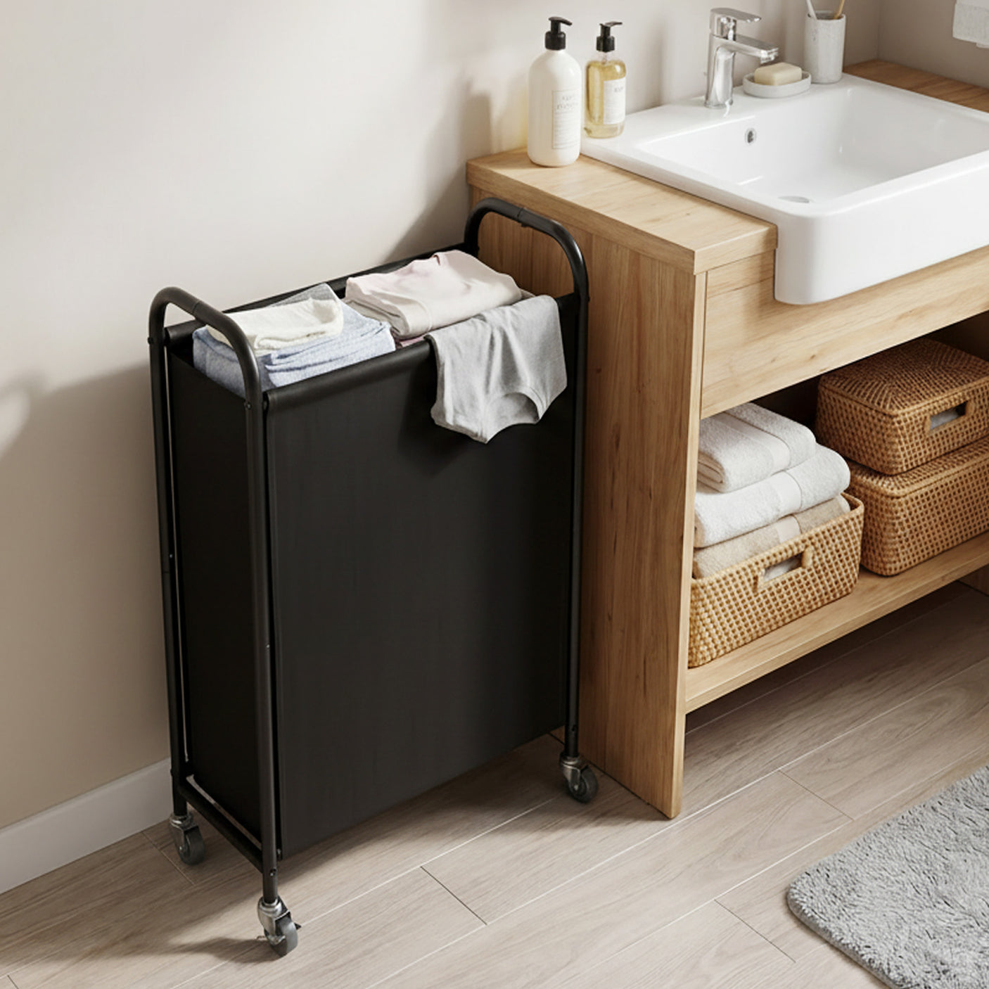 Slim Laundry Hamper with Wheels