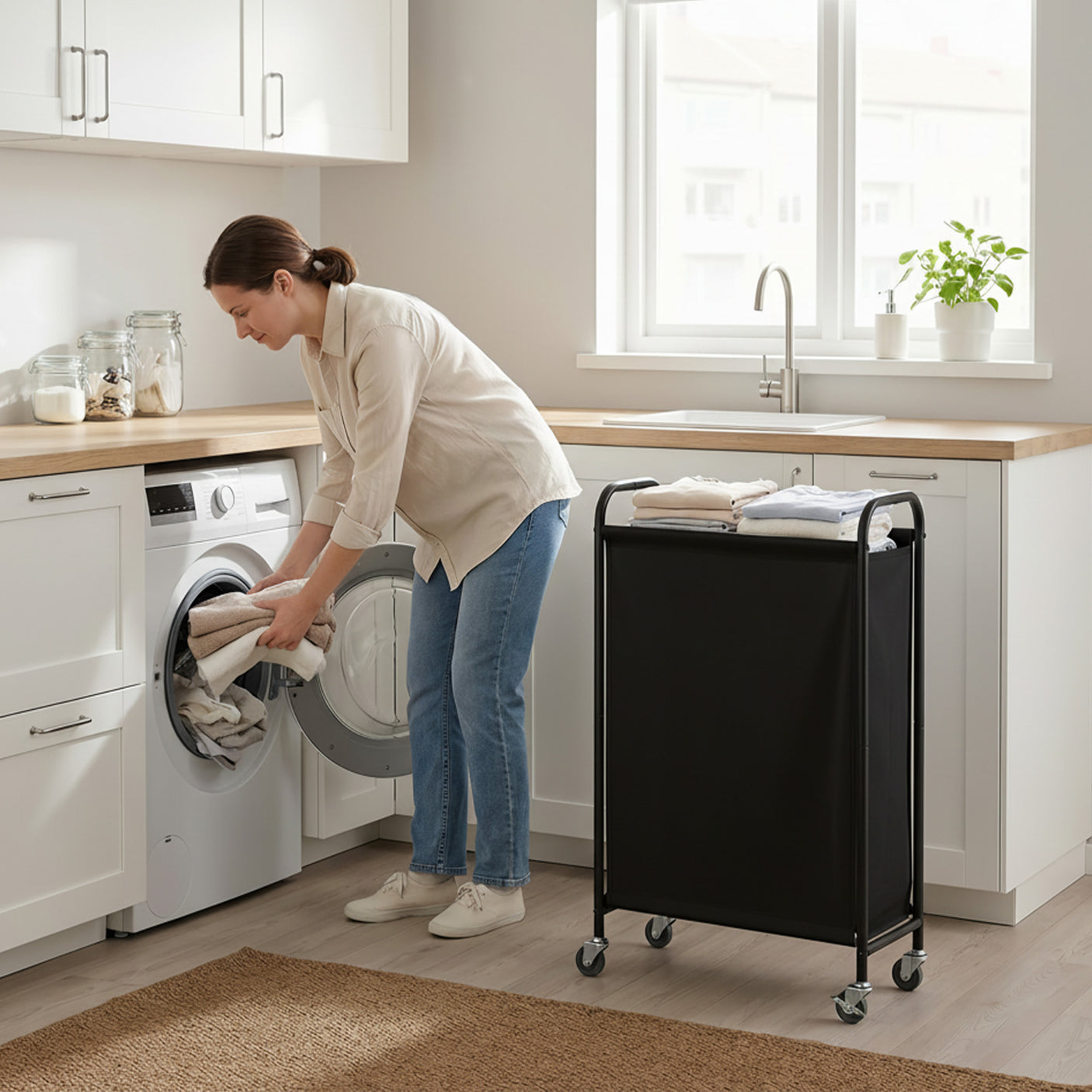 Slim Laundry Hamper with Wheels