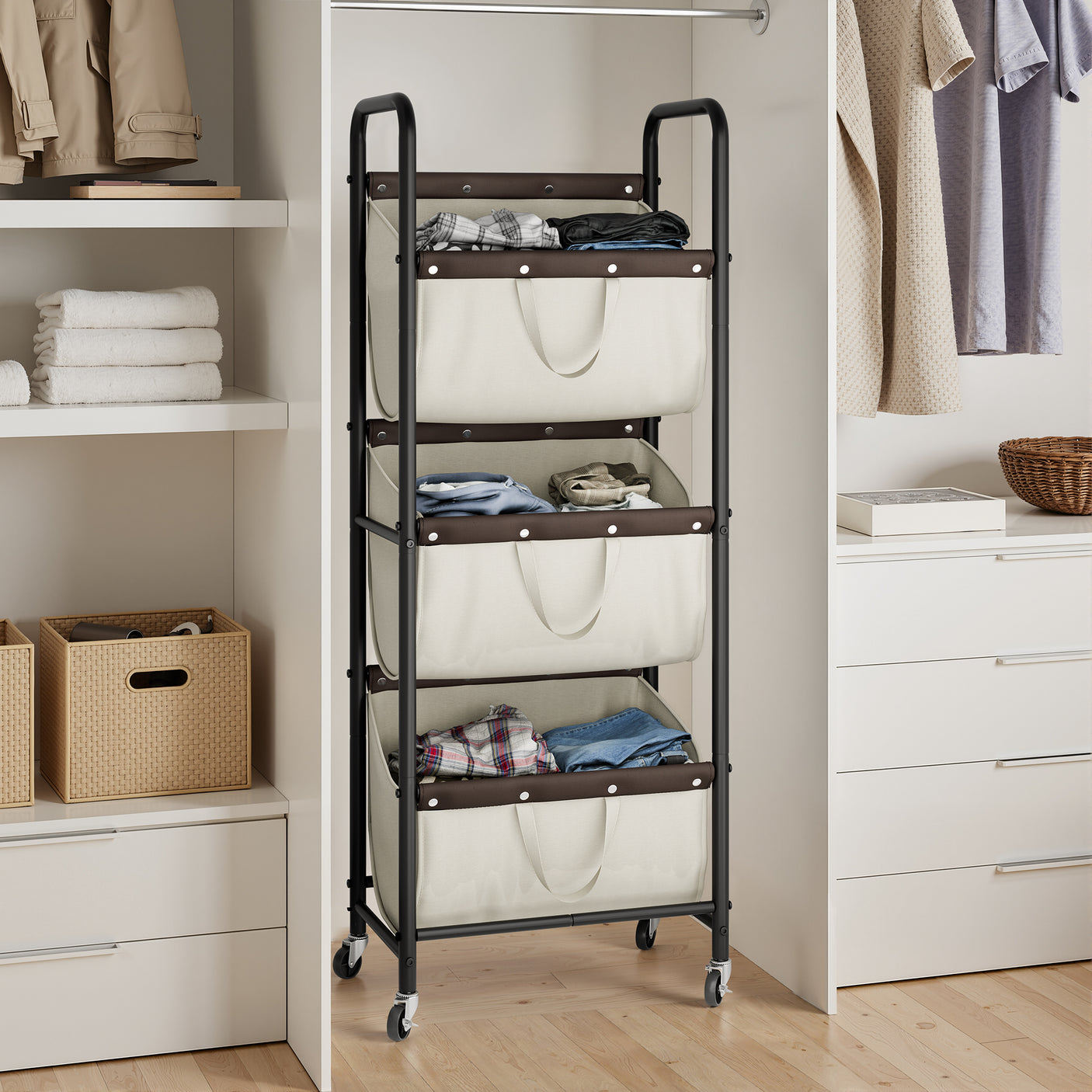 3 Tier Laundry Sorter with Wheels