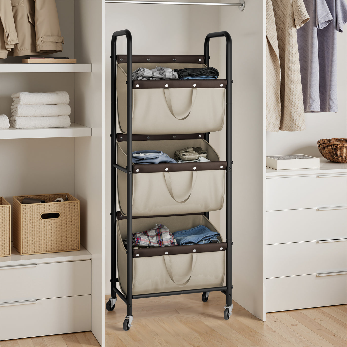 3 Tier Laundry Sorter with Wheels