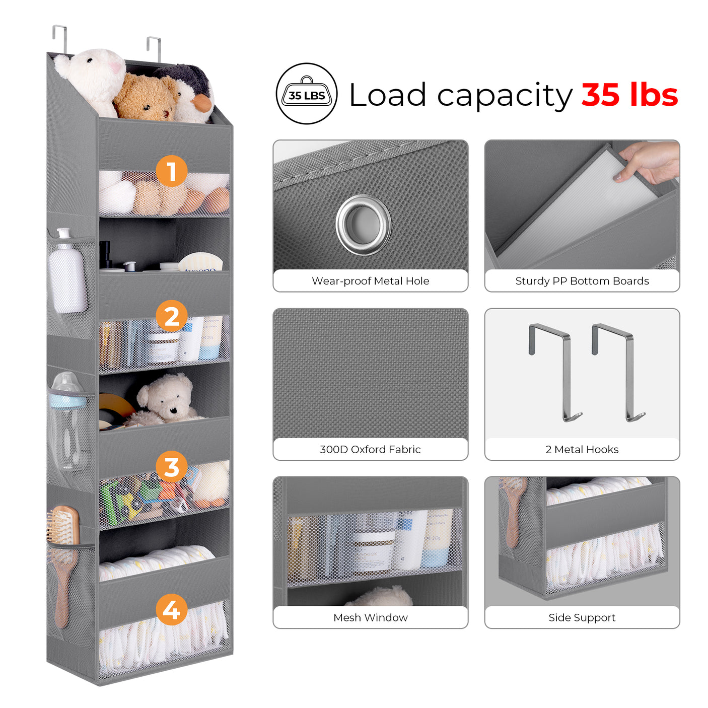 ๐4-Shelf Over Door Hanging Organizer