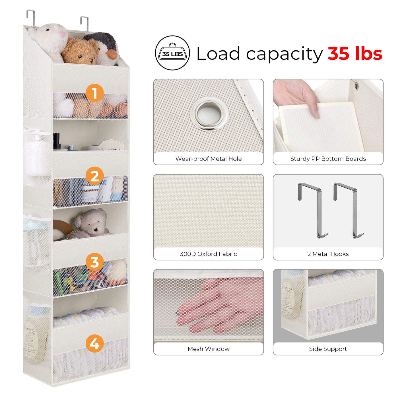 ๐4-Shelf Over Door Hanging Organizer