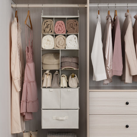 6-Shelf Hanging Storage Organizer with Drawers