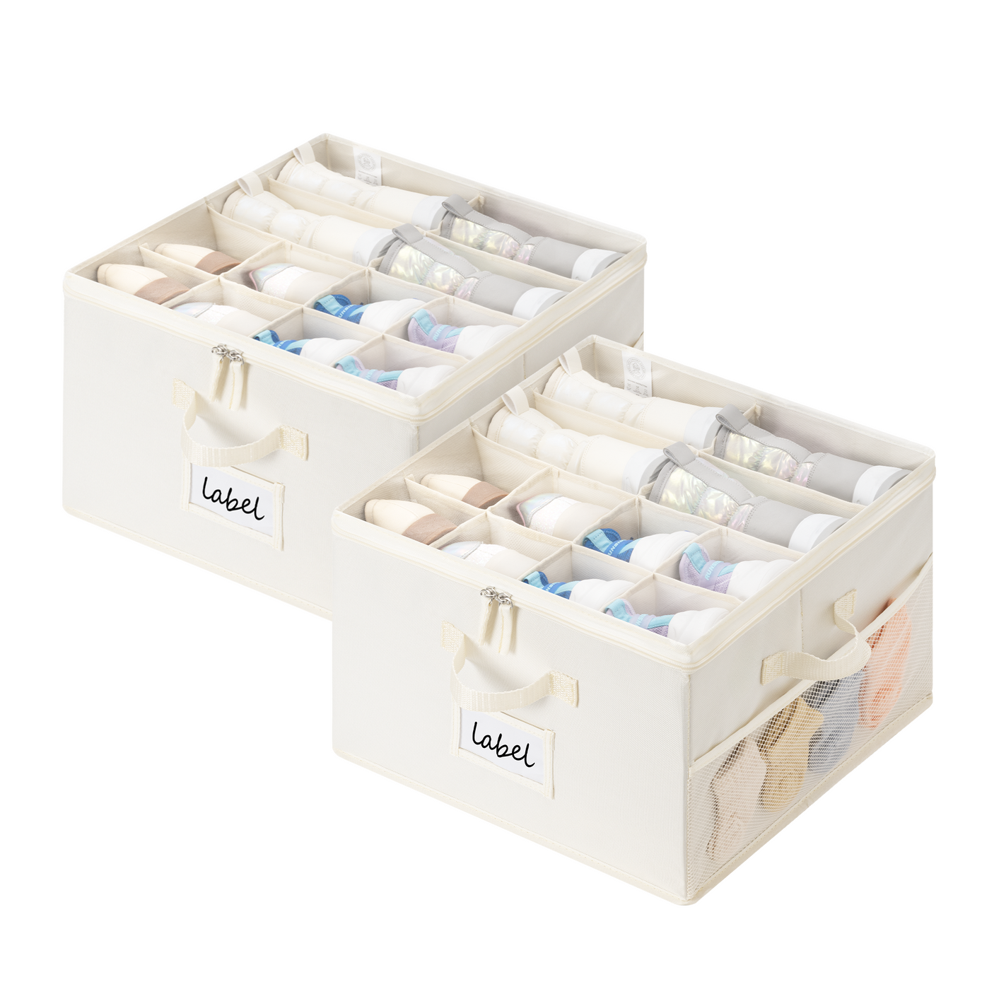 Kids Shoe Organizer, 2 Pack Fabric Storage Boxes
