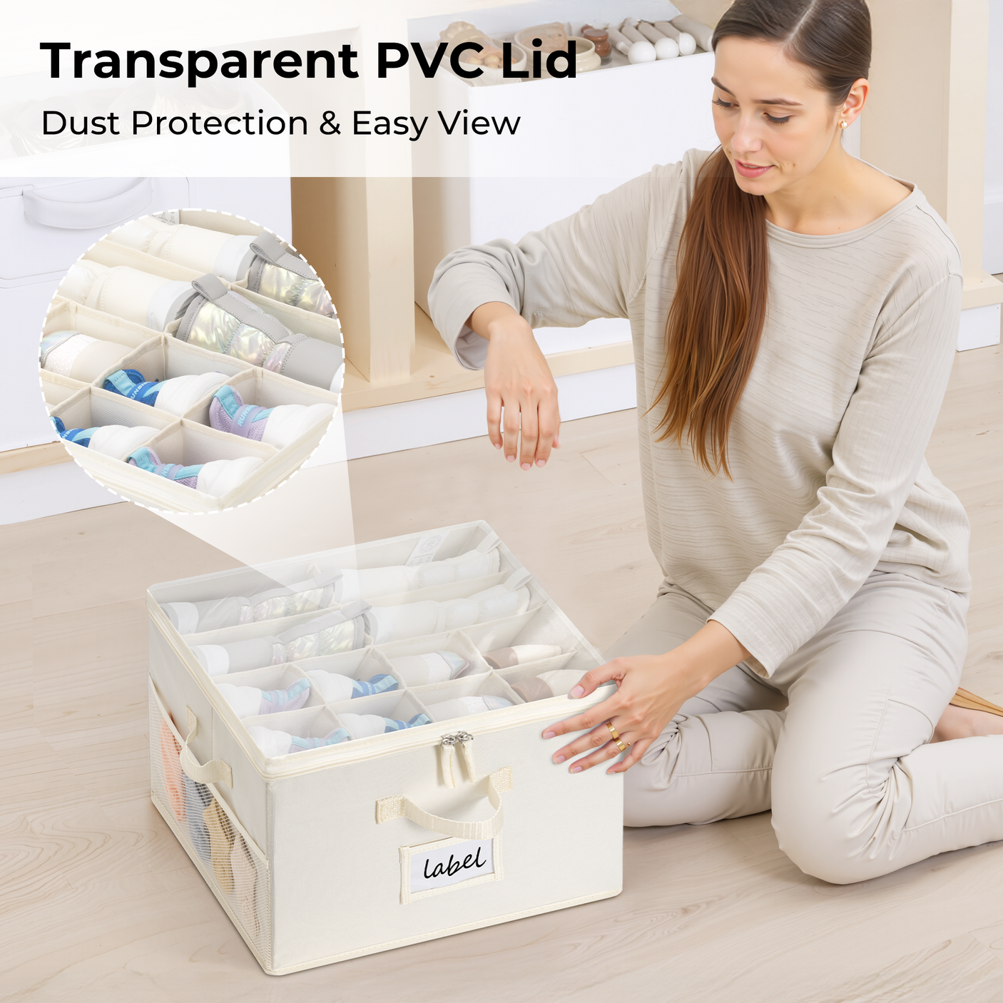 Kids Shoe Organizer, 2 Pack Fabric Storage Boxes