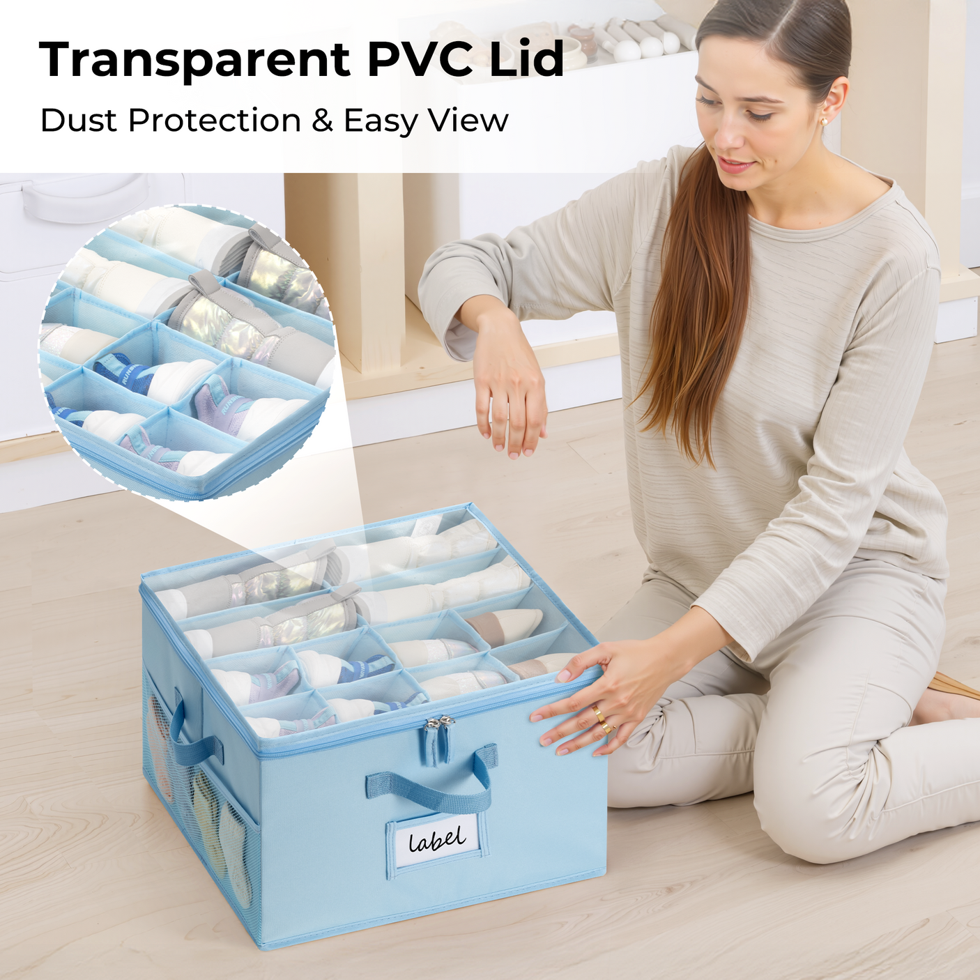 Kids Shoe Organizer, 2 Pack Fabric Storage Boxes