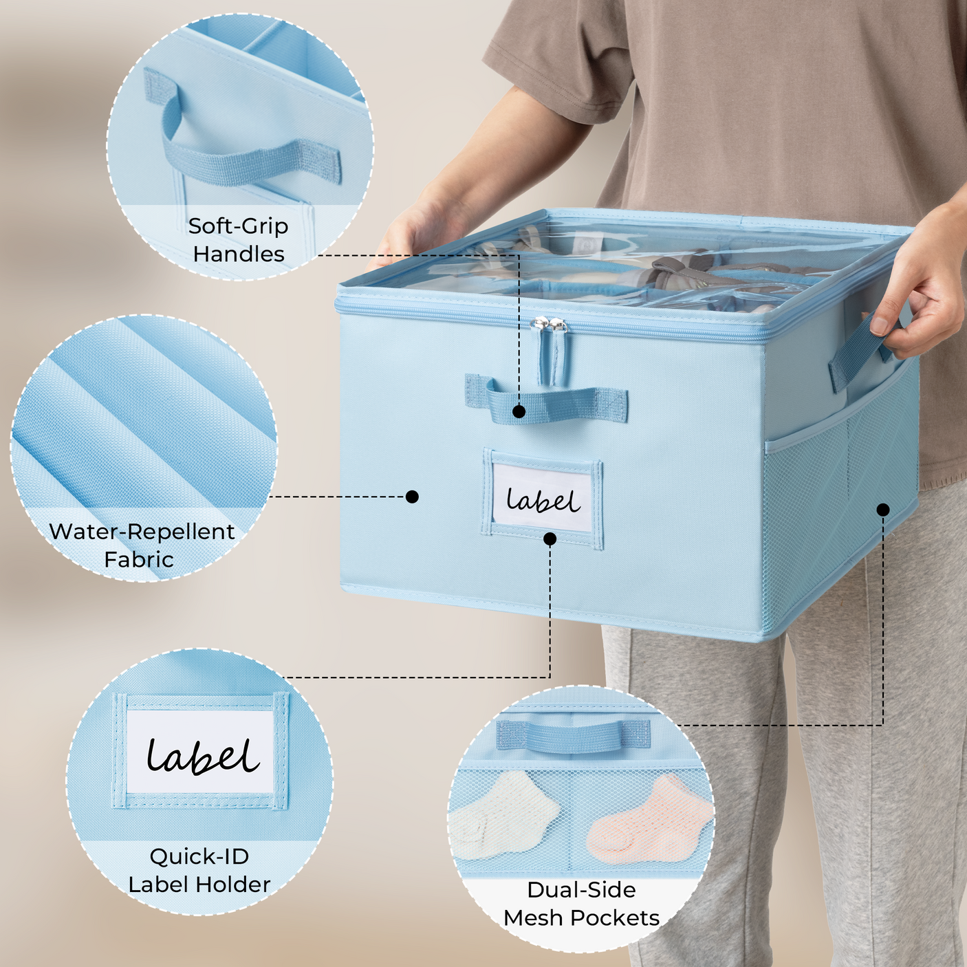 Kids Shoe Organizer, 2 Pack Fabric Storage Boxes