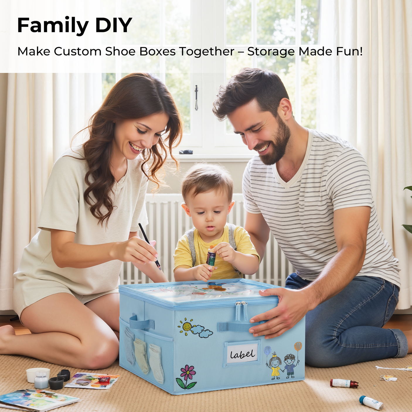 Kids Shoe Organizer, 2 Pack Fabric Storage Boxes