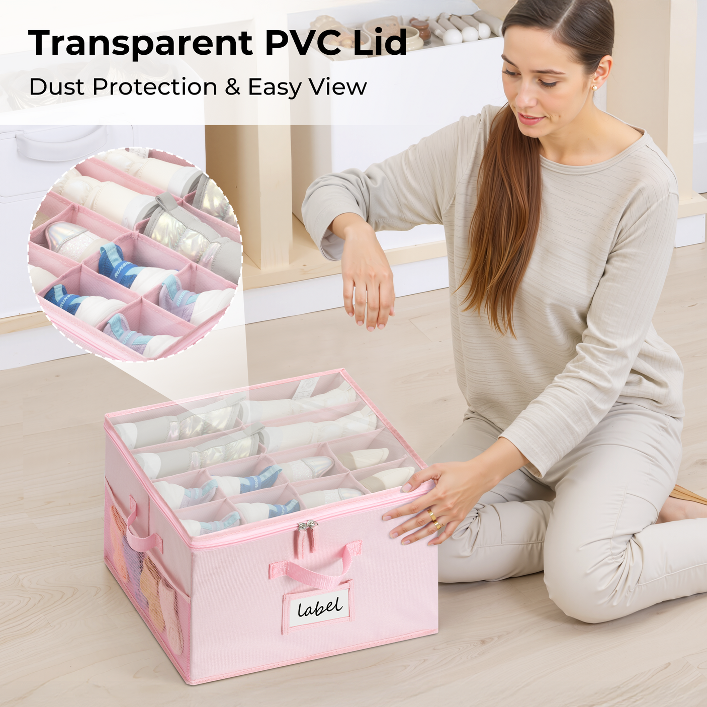 Kids Shoe Organizer, 2 Pack Fabric Storage Boxes