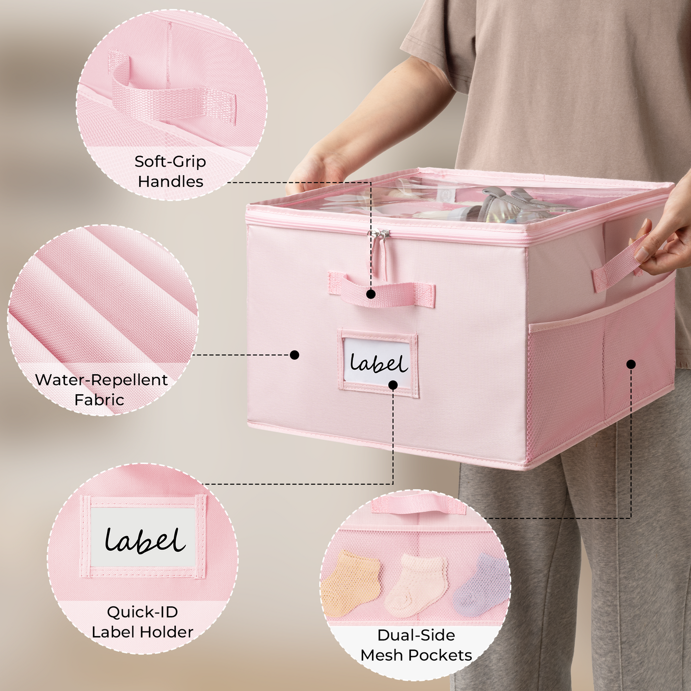 Kids Shoe Organizer, 2 Pack Fabric Storage Boxes