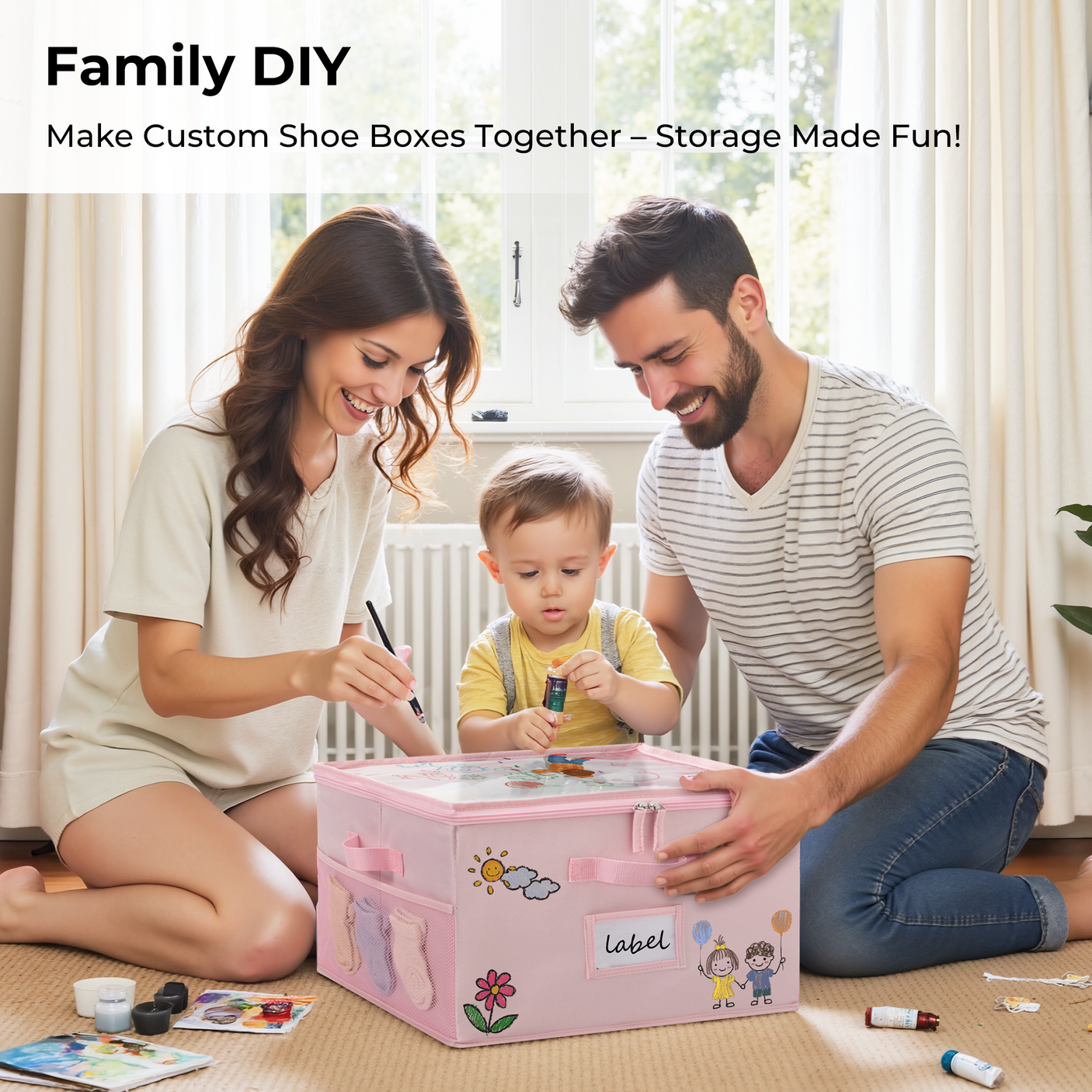 Kids Shoe Organizer, 2 Pack Fabric Storage Boxes