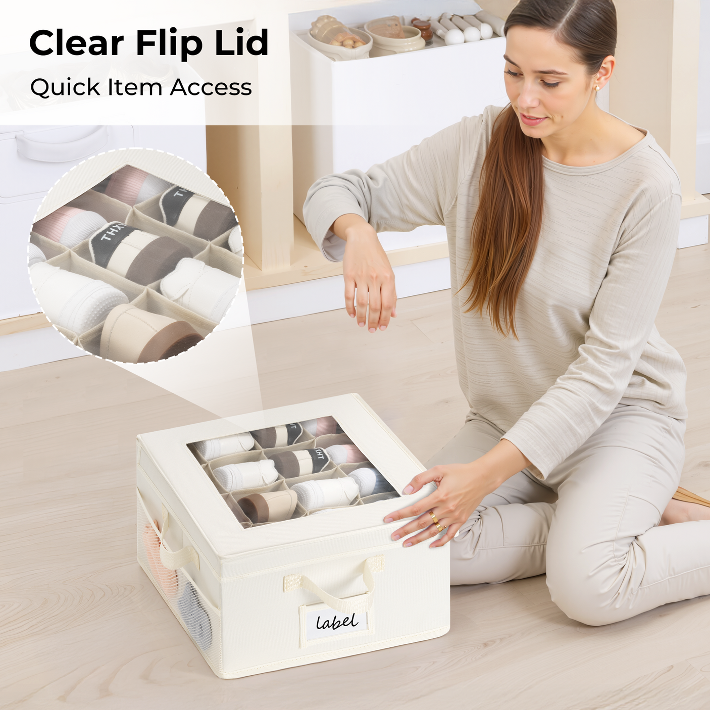 Kids Shoe Organizer, 2 Pack Fabric Storage Boxes