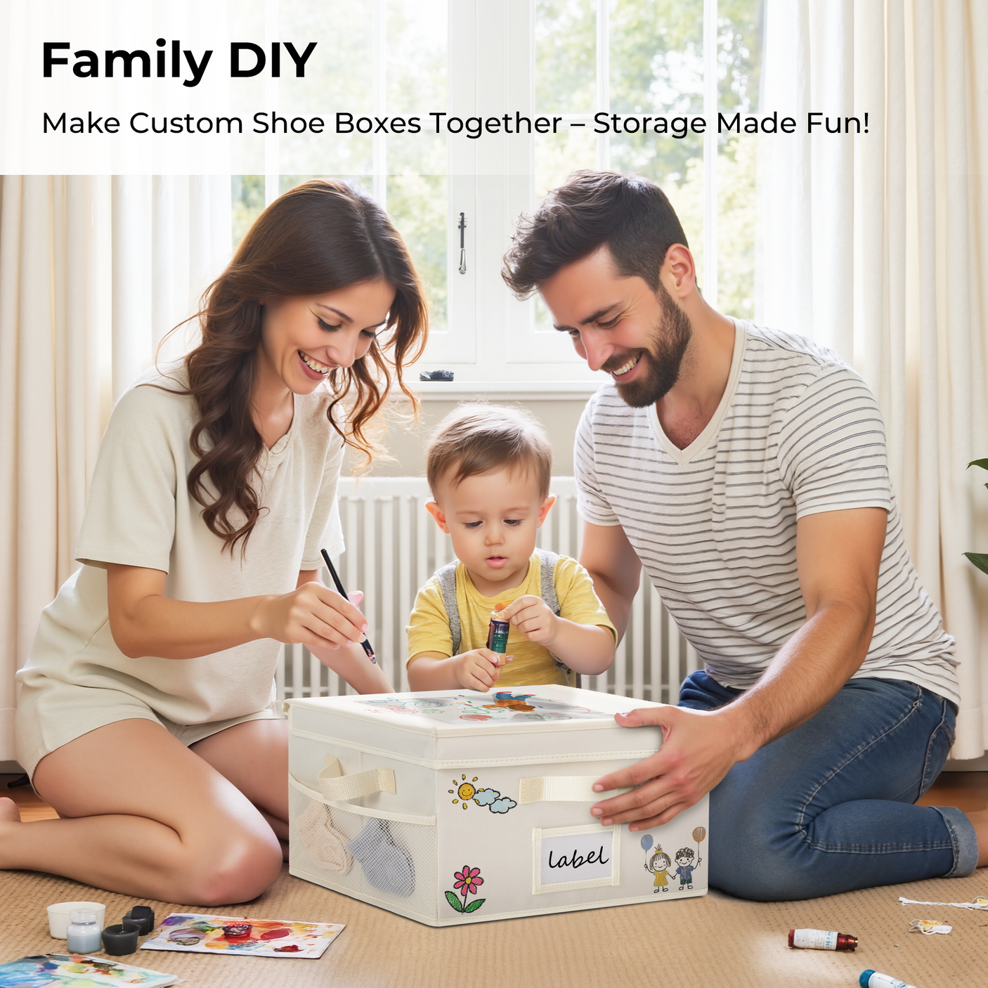 Kids Shoe Organizer, 2 Pack Fabric Storage Boxes