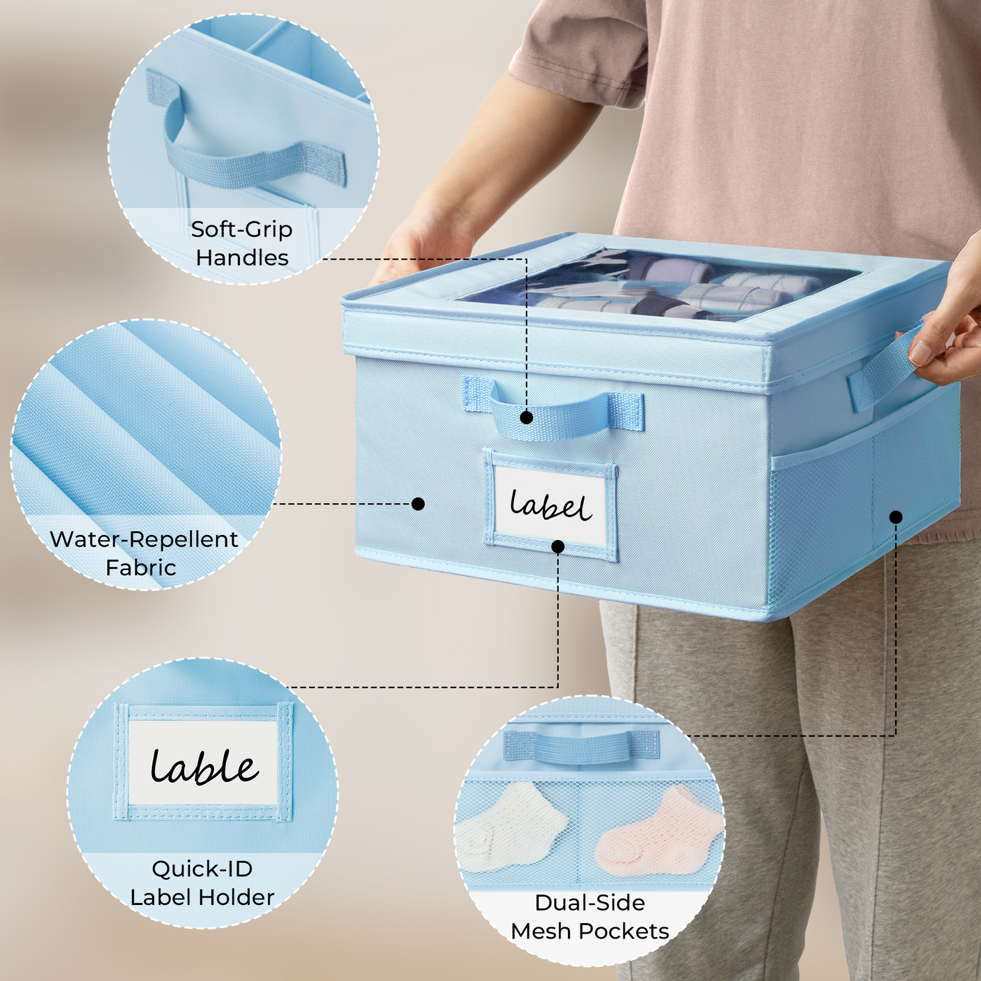 Kids Shoe Organizer, 2 Pack Fabric Storage Boxes