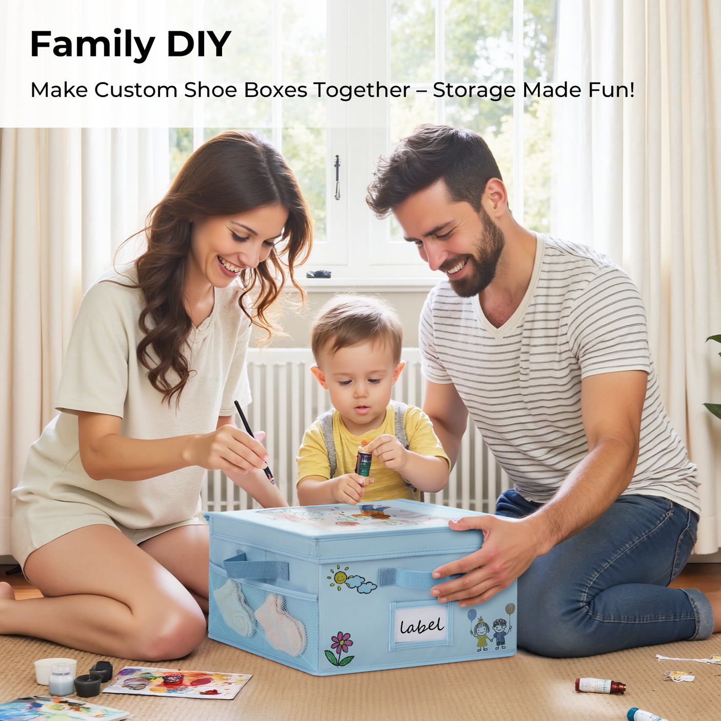 Kids Shoe Organizer, 2 Pack Fabric Storage Boxes