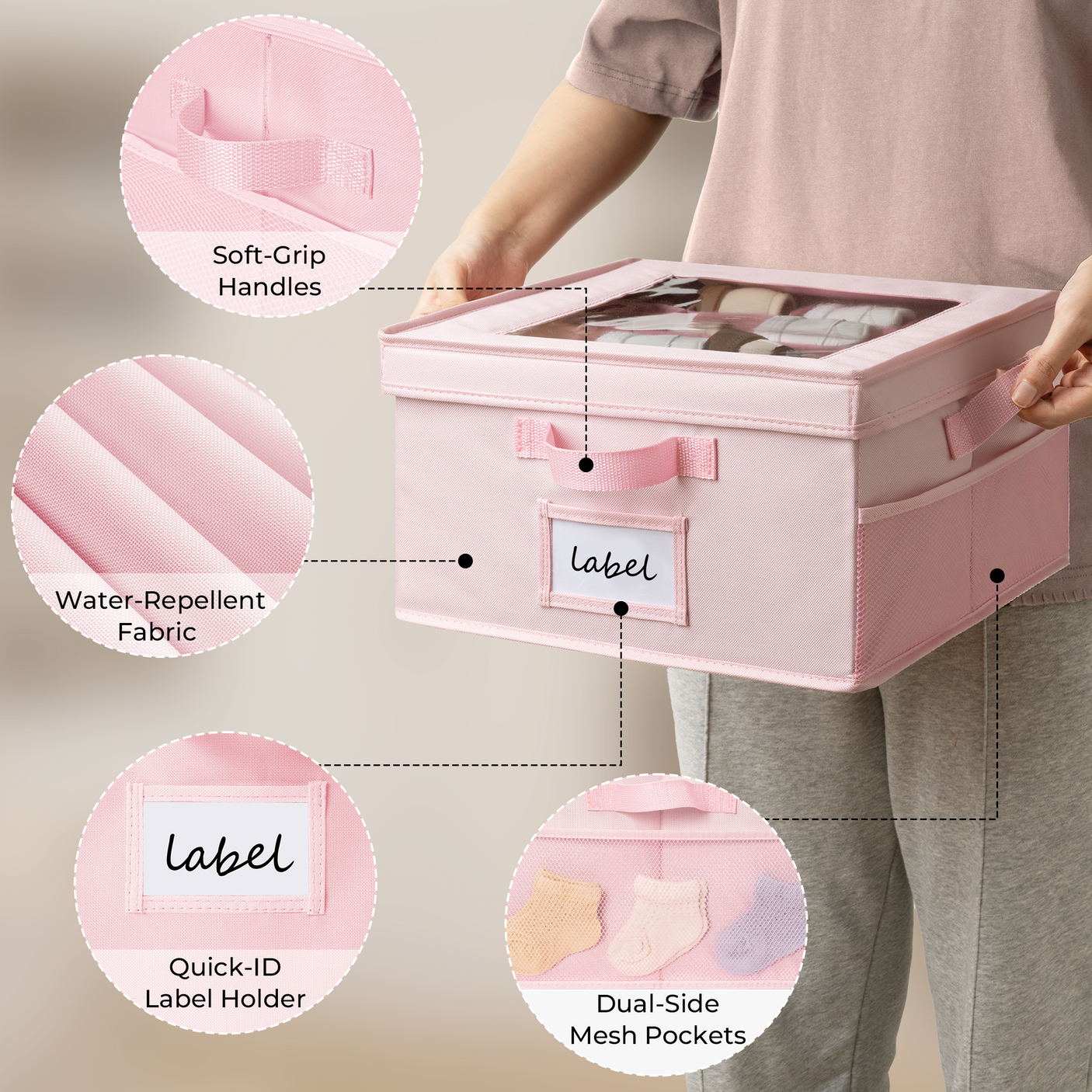 Kids Shoe Organizer, 2 Pack Fabric Storage Boxes