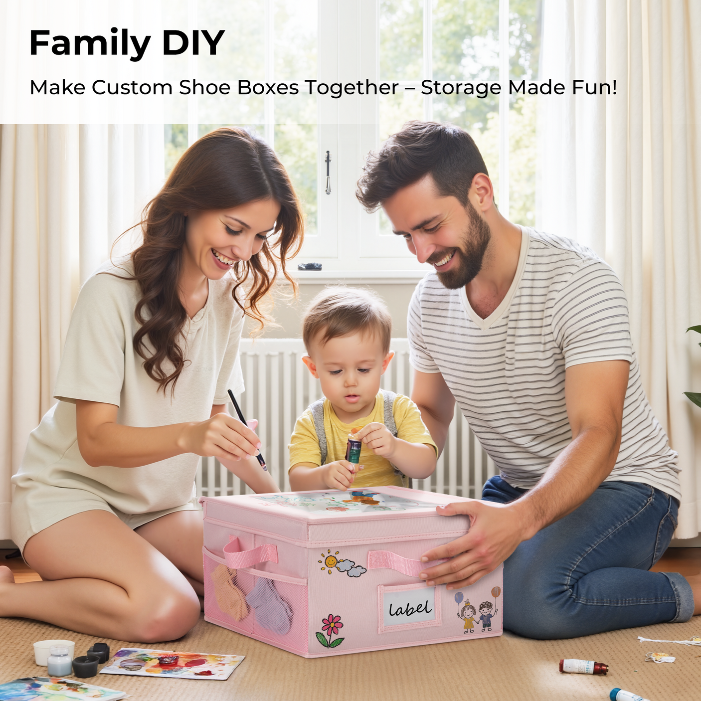 Kids Shoe Organizer, 2 Pack Fabric Storage Boxes