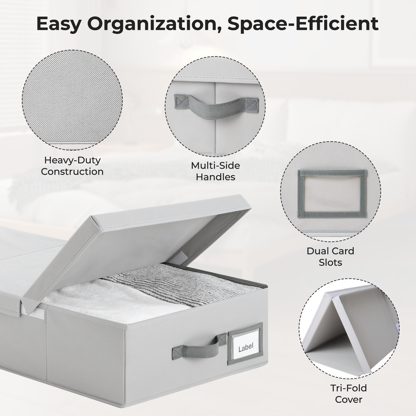 Underbed Organizer with Flid-Top Lid,2 Pack