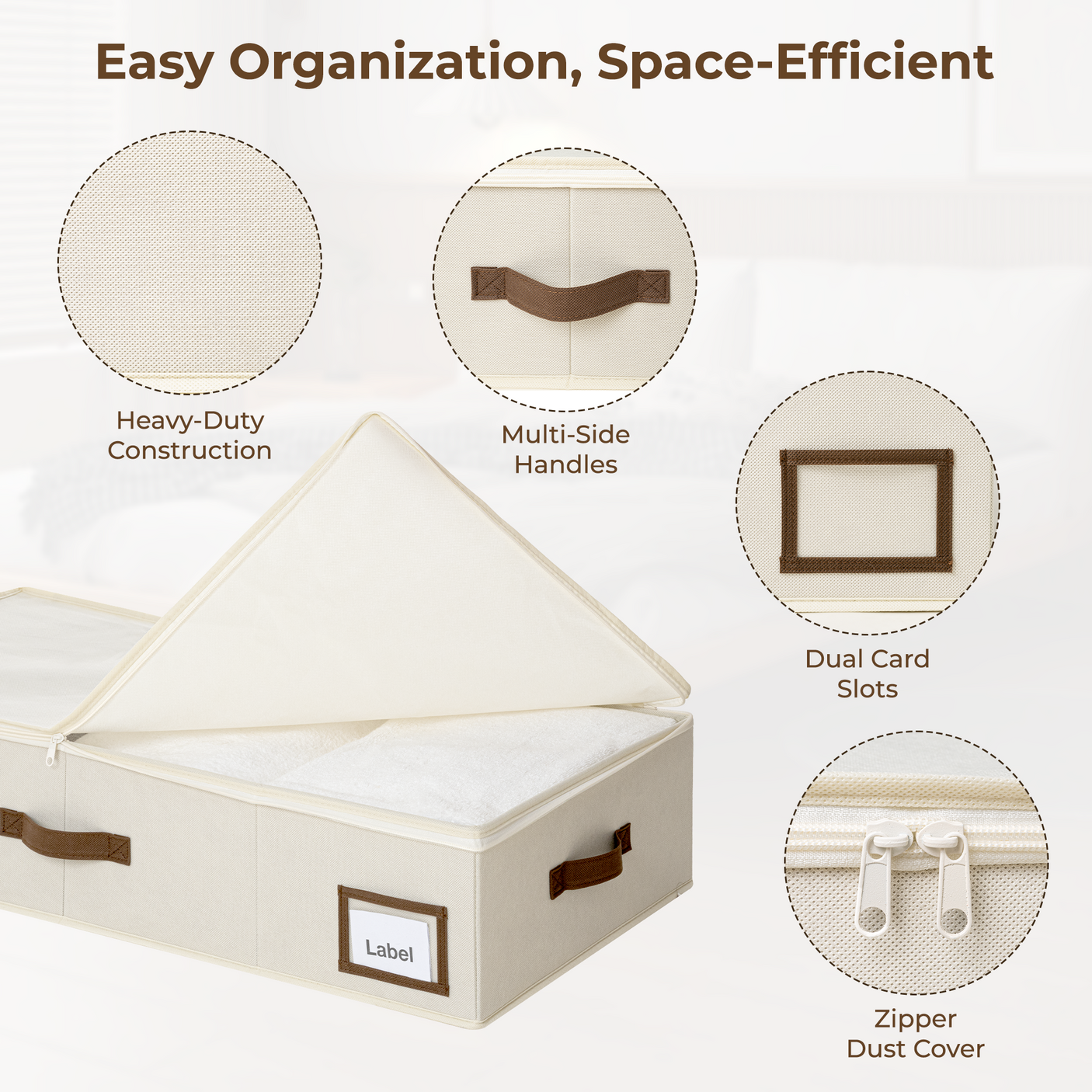 Underbed Organizer with Zipper Lid for Bedroom, 2 Pack