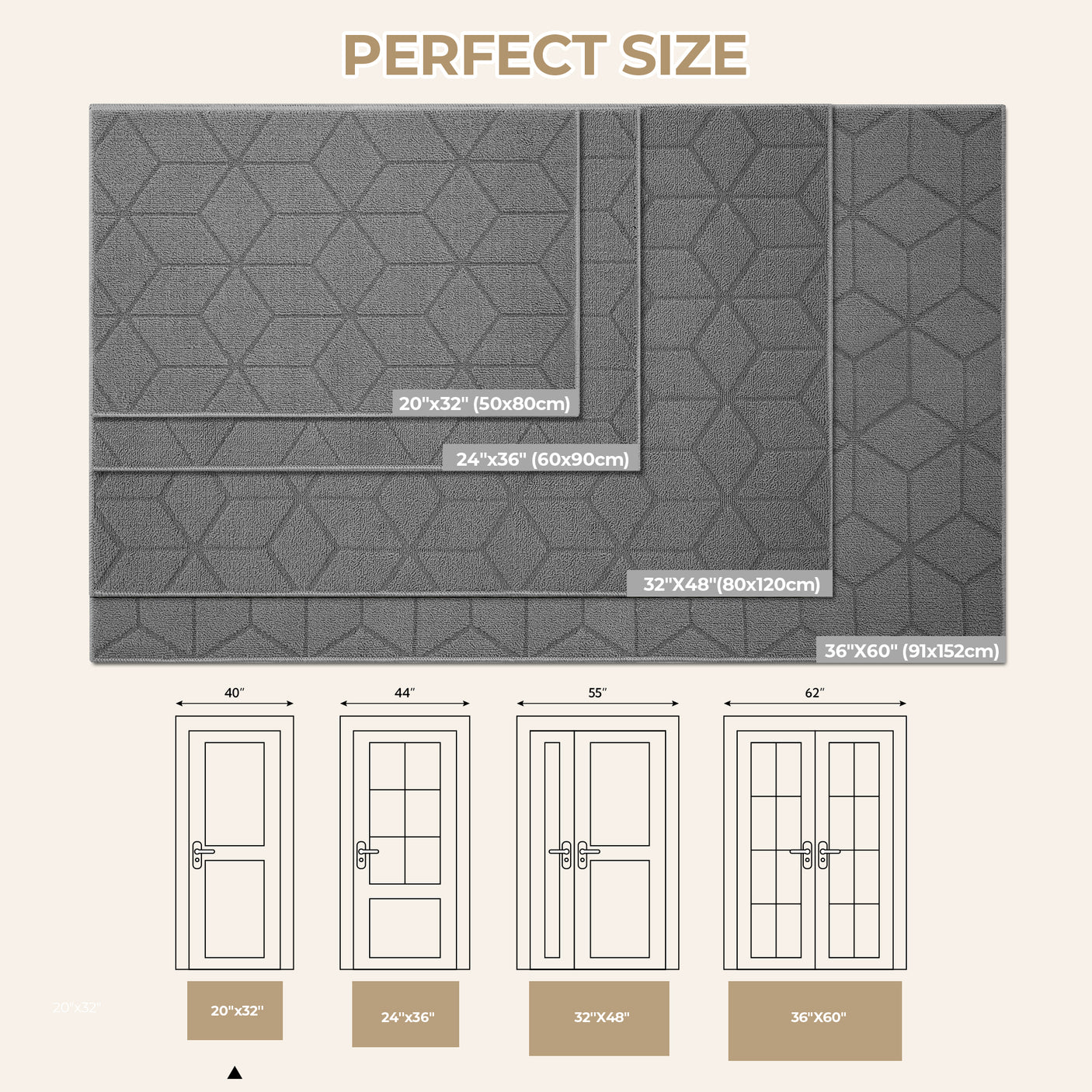 Grany's Grey Series - Grey Indoor Doormat for 4 Size