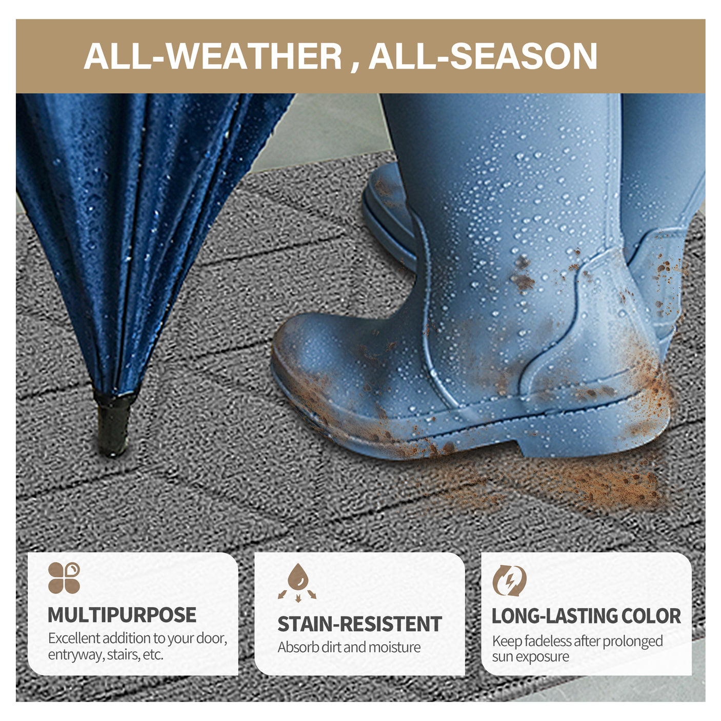 Grany's Grey Series - Grey Indoor Doormat for 4 Size