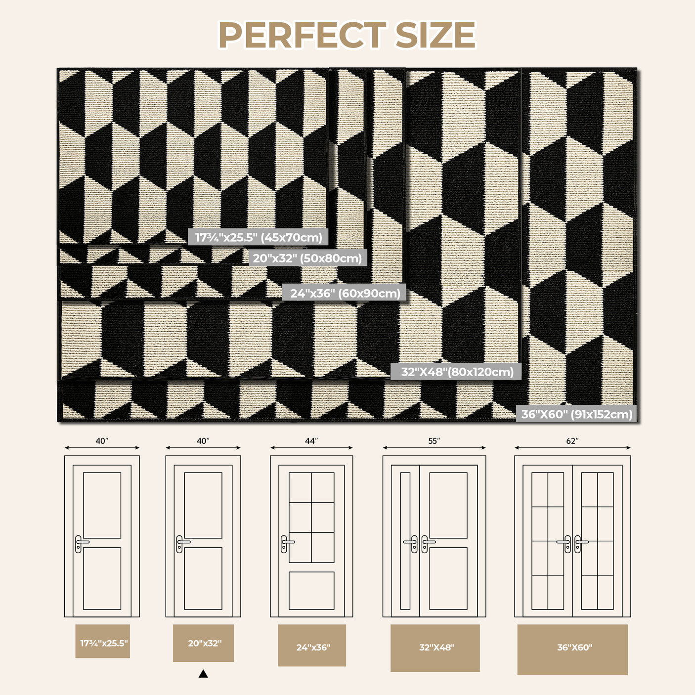 Indoor Doormat - Diamond Pattern for 7 Size