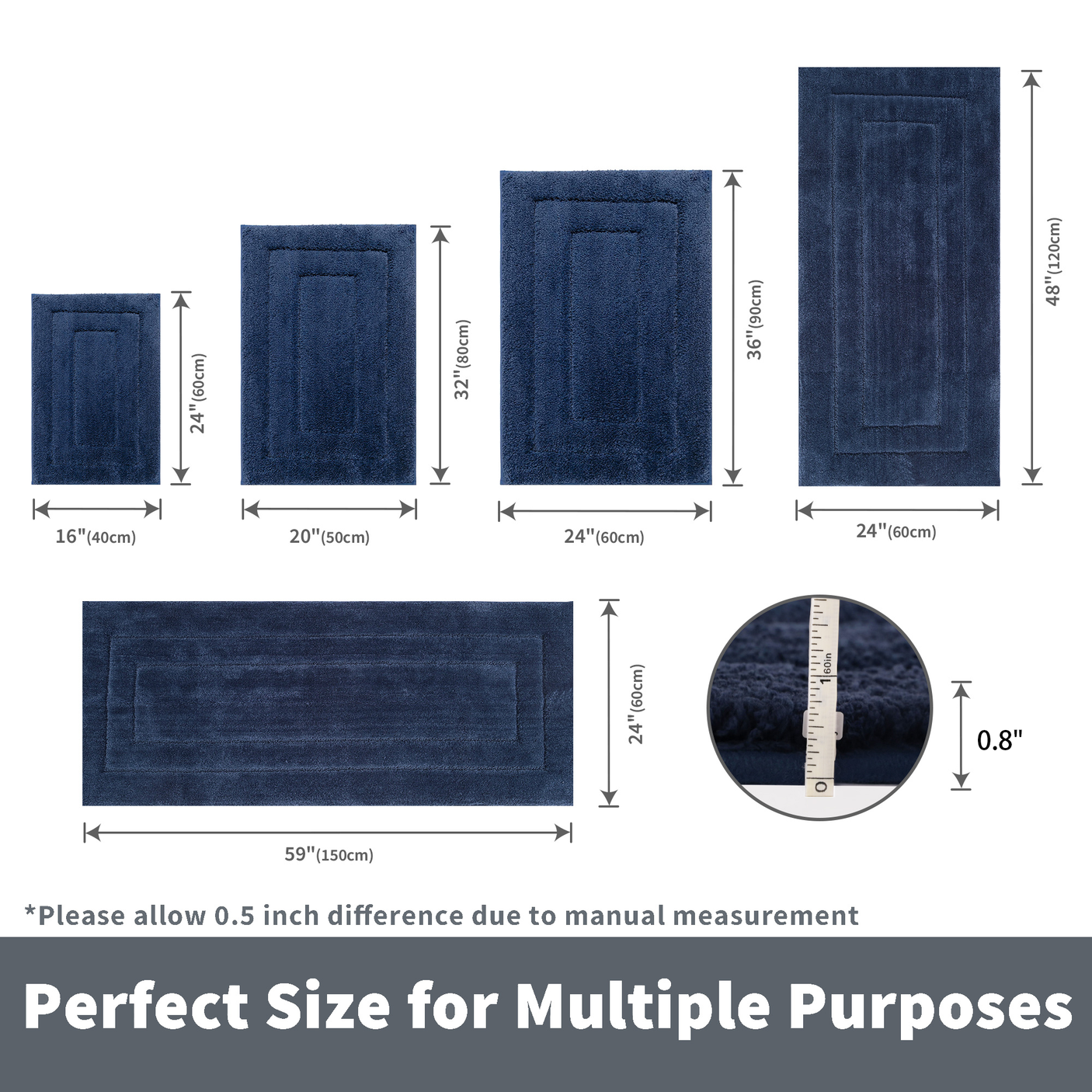 Granny's Blue Series - Navy Blue Bathroom Rugs