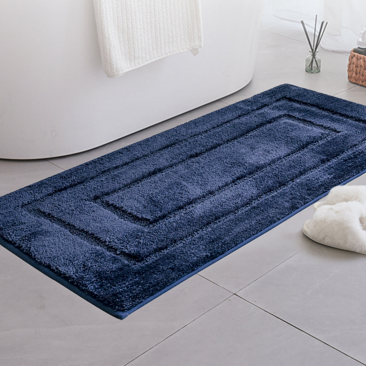 Granny's Blue Series - Navy Blue Bathroom Rugs