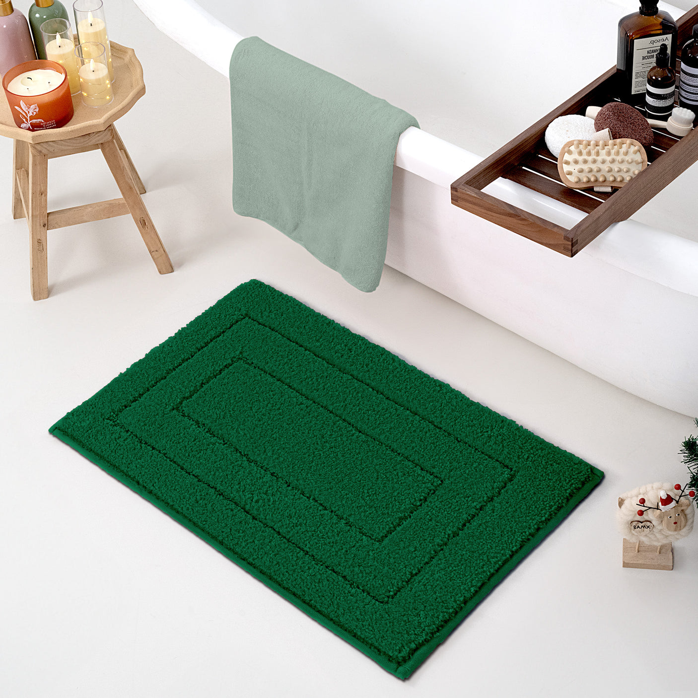 Christmas Red & Green Bath Rug