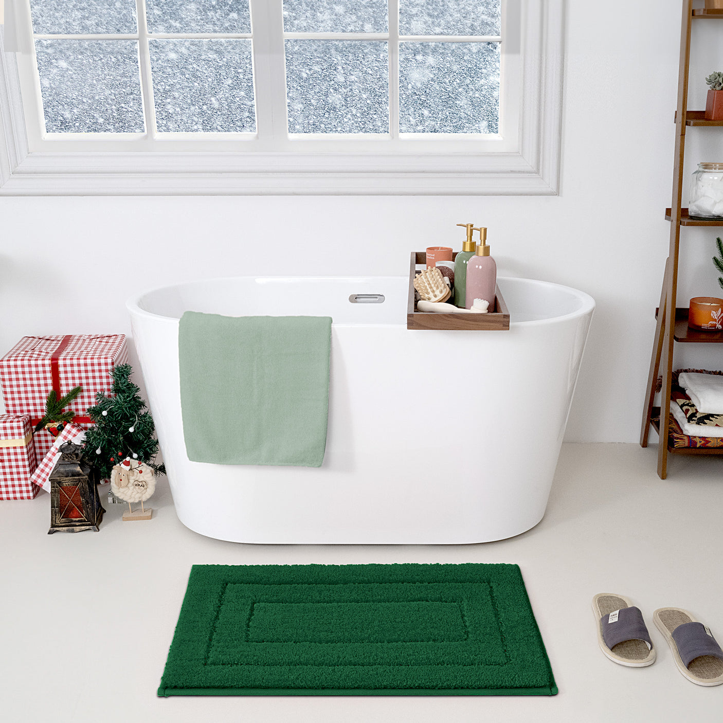 Christmas Red & Green Bath Rug