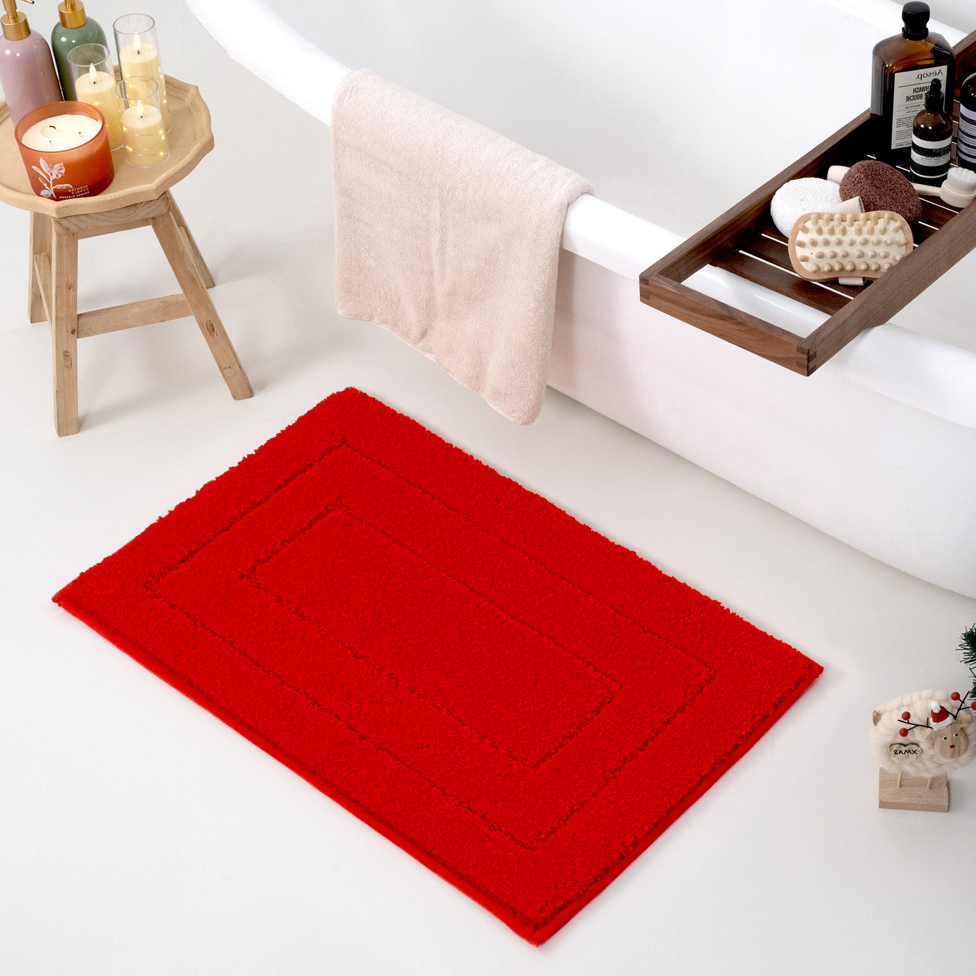 Christmas Red & Green Bath Rug