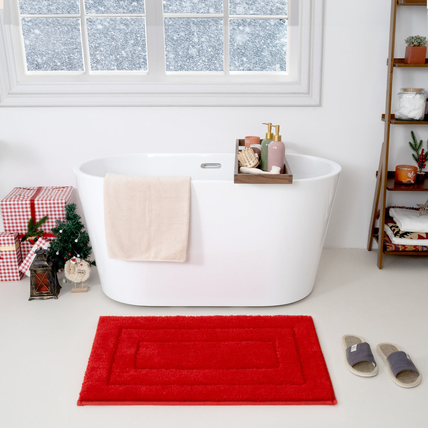Christmas Red & Green Bath Rug