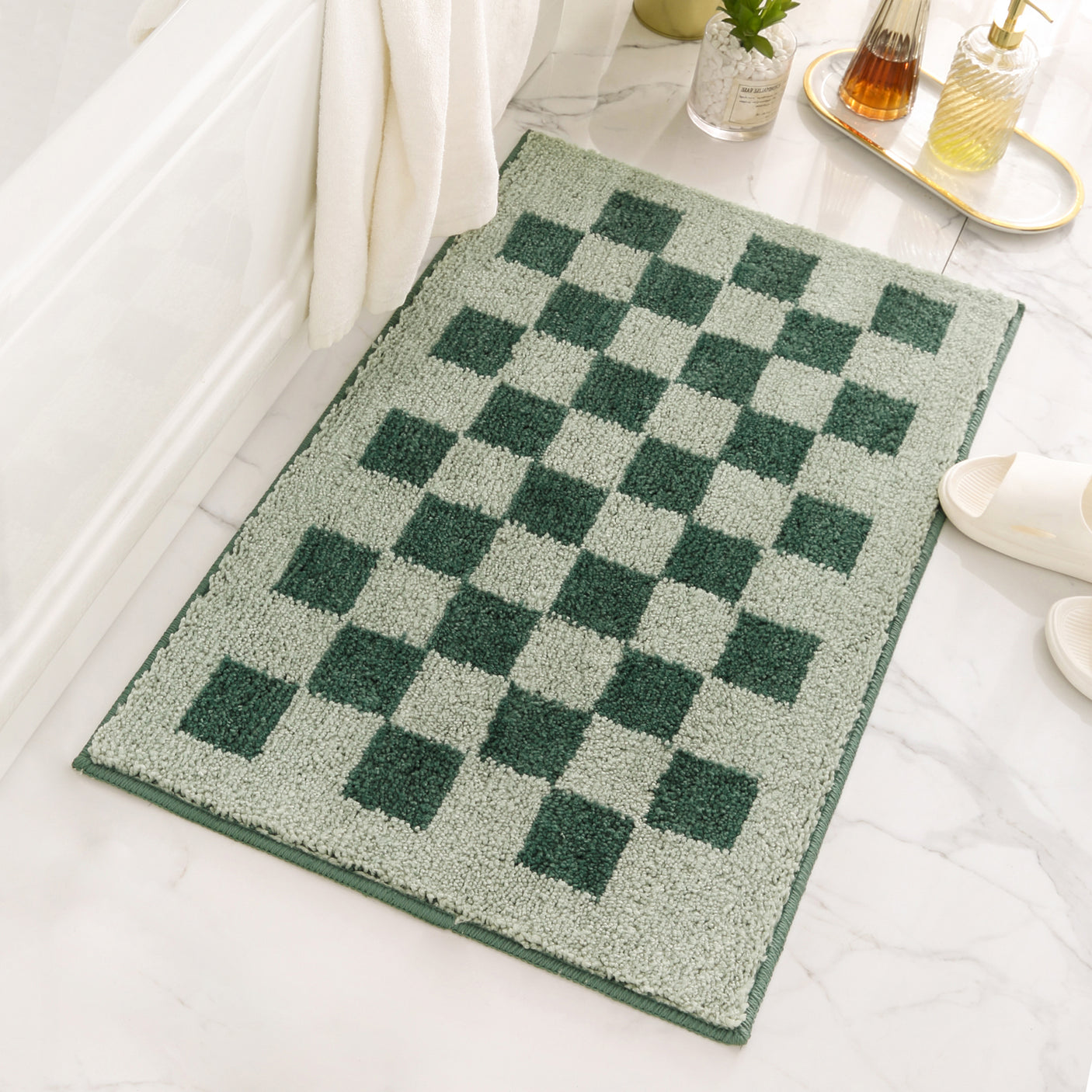 Checkered Bathroom Rugs