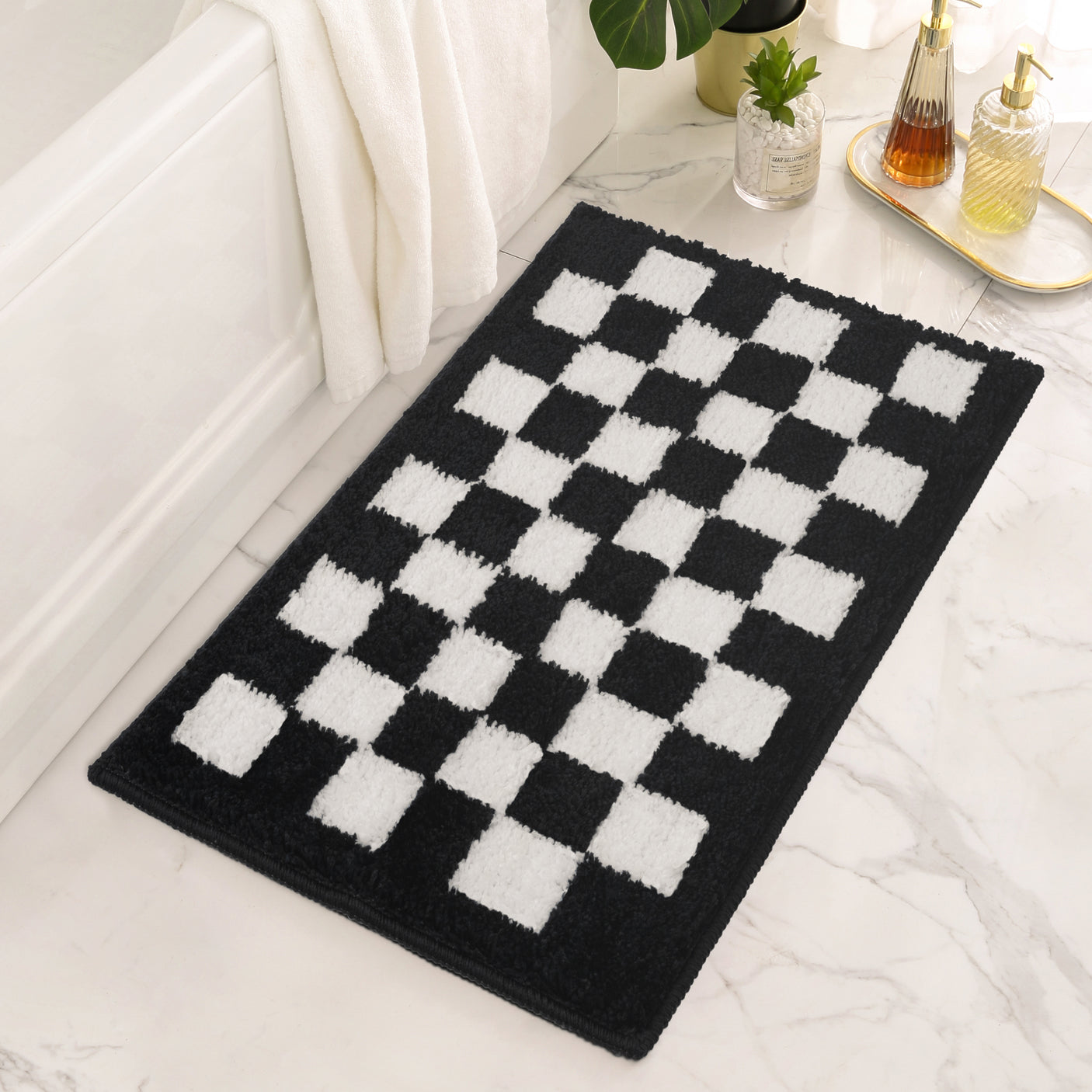 Checkered Bathroom Rugs