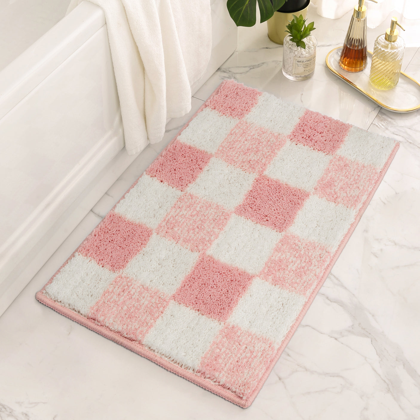 Checkered Bathroom Rugs