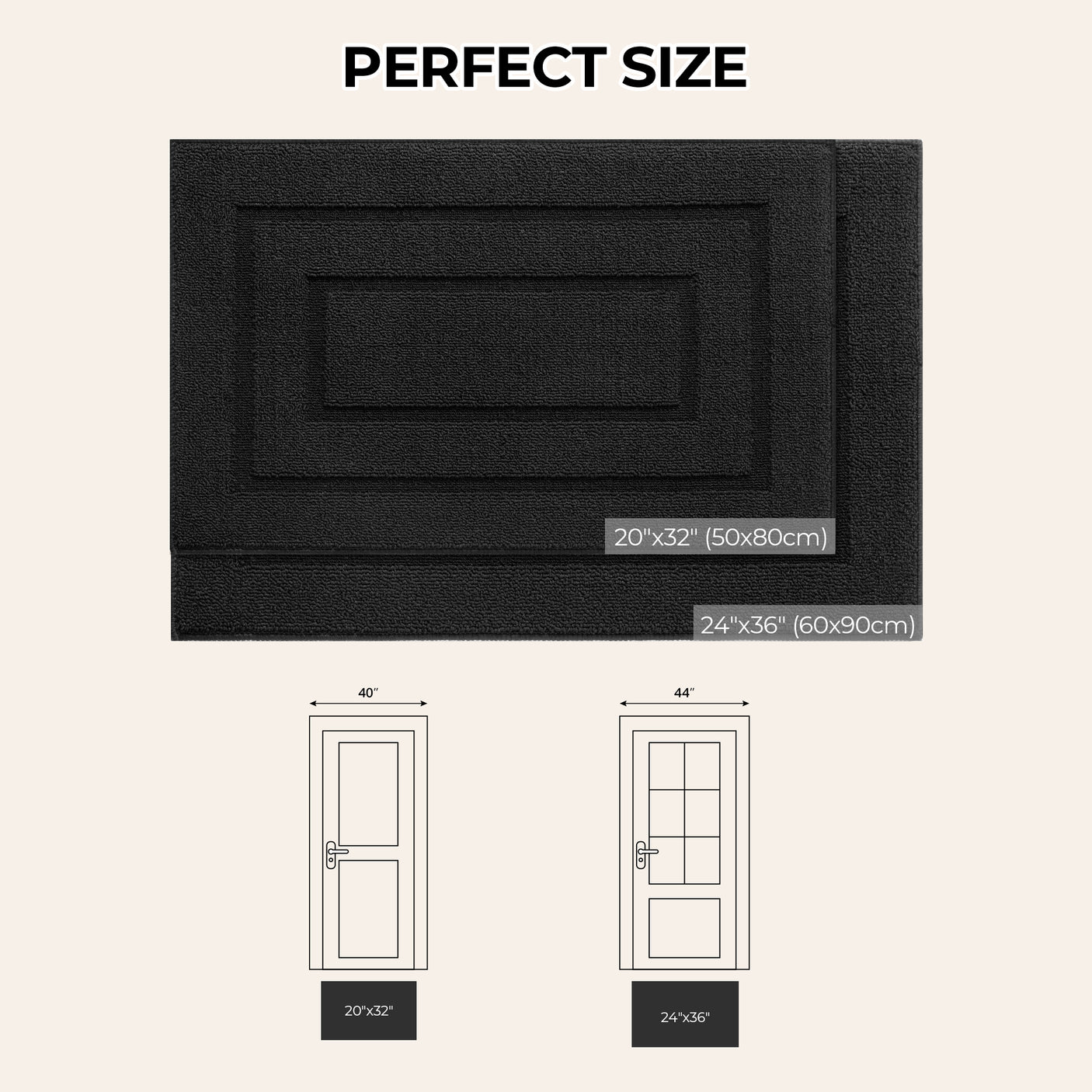 Soild Front Door Mat, 20 x 30/ 24 x 36 inches for Two Color