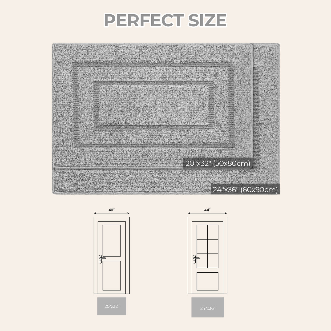 Soild Front Door Mat, 20 x 30/ 24 x 36 inches for Two Color