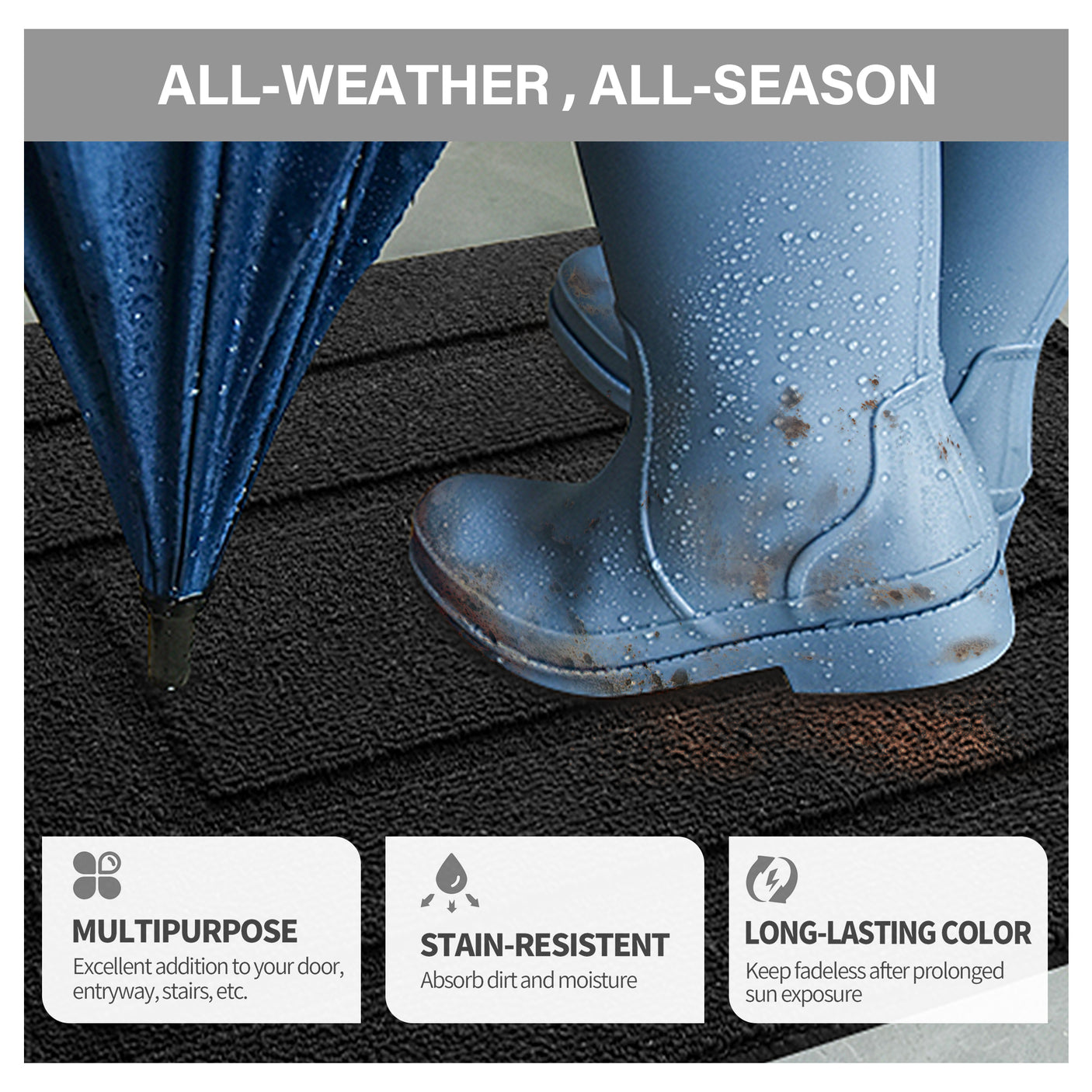 Soild Front Door Mat, 20 x 30/ 24 x 36 inches for Two Color