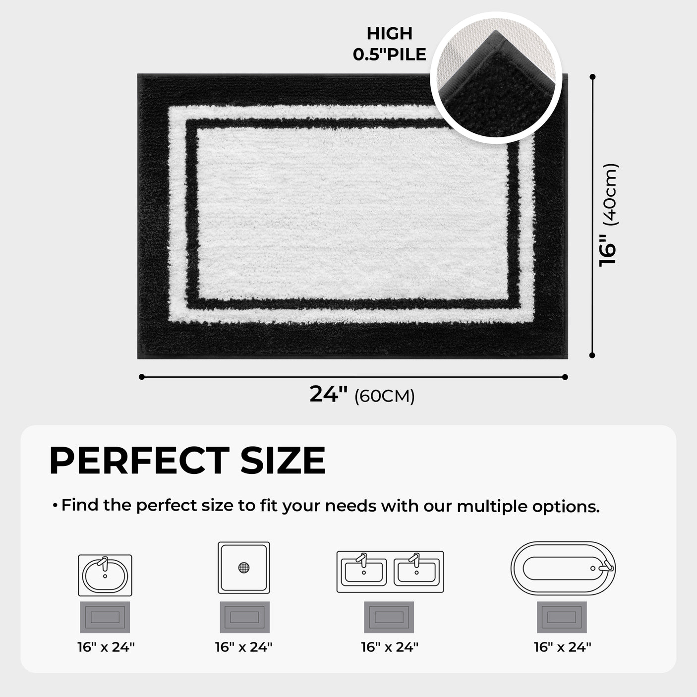 Microfiber Bath Mats - 3 color for 2 sizes