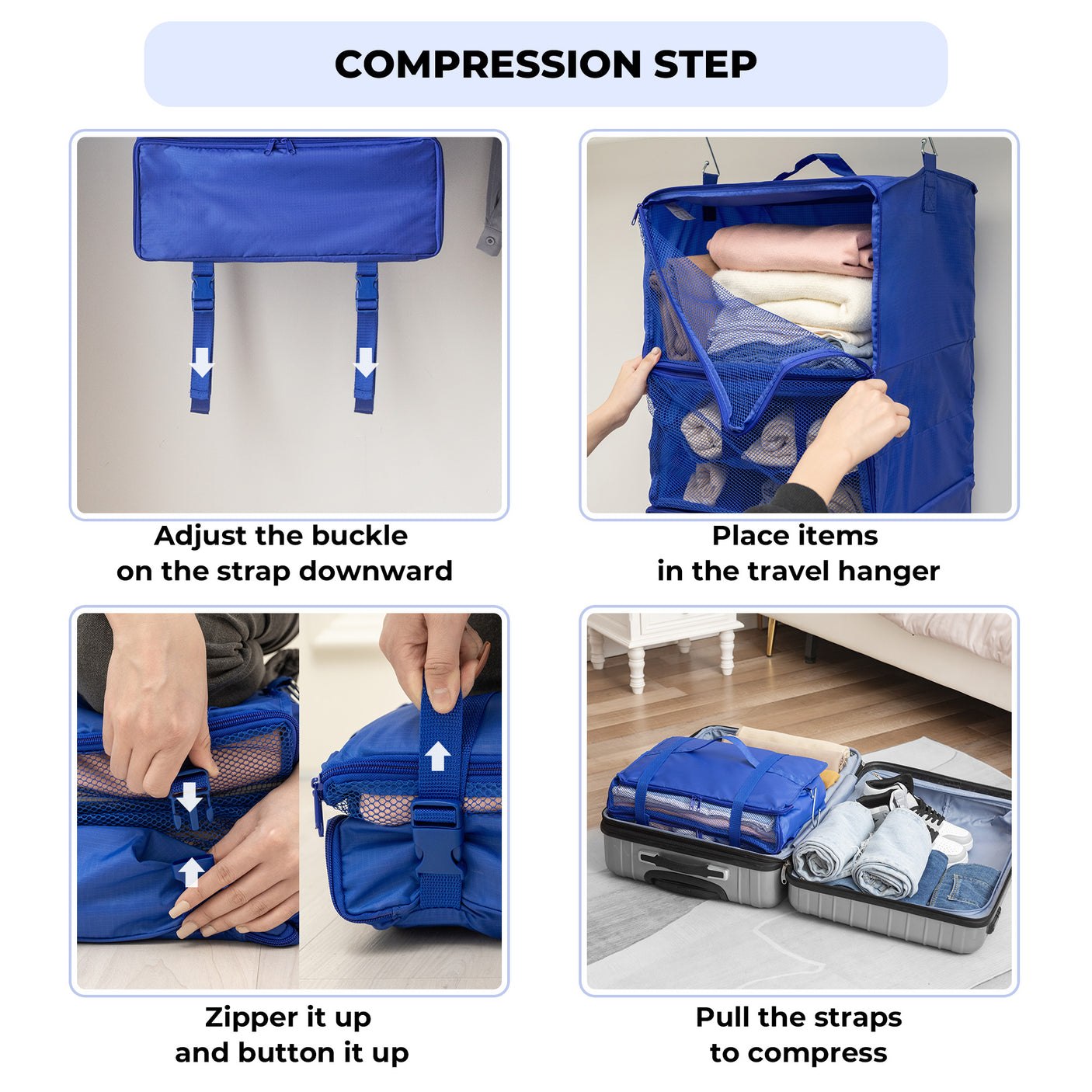 Granny's Blue Series - 3-Shelf Portable Hanging Packing Organizer
