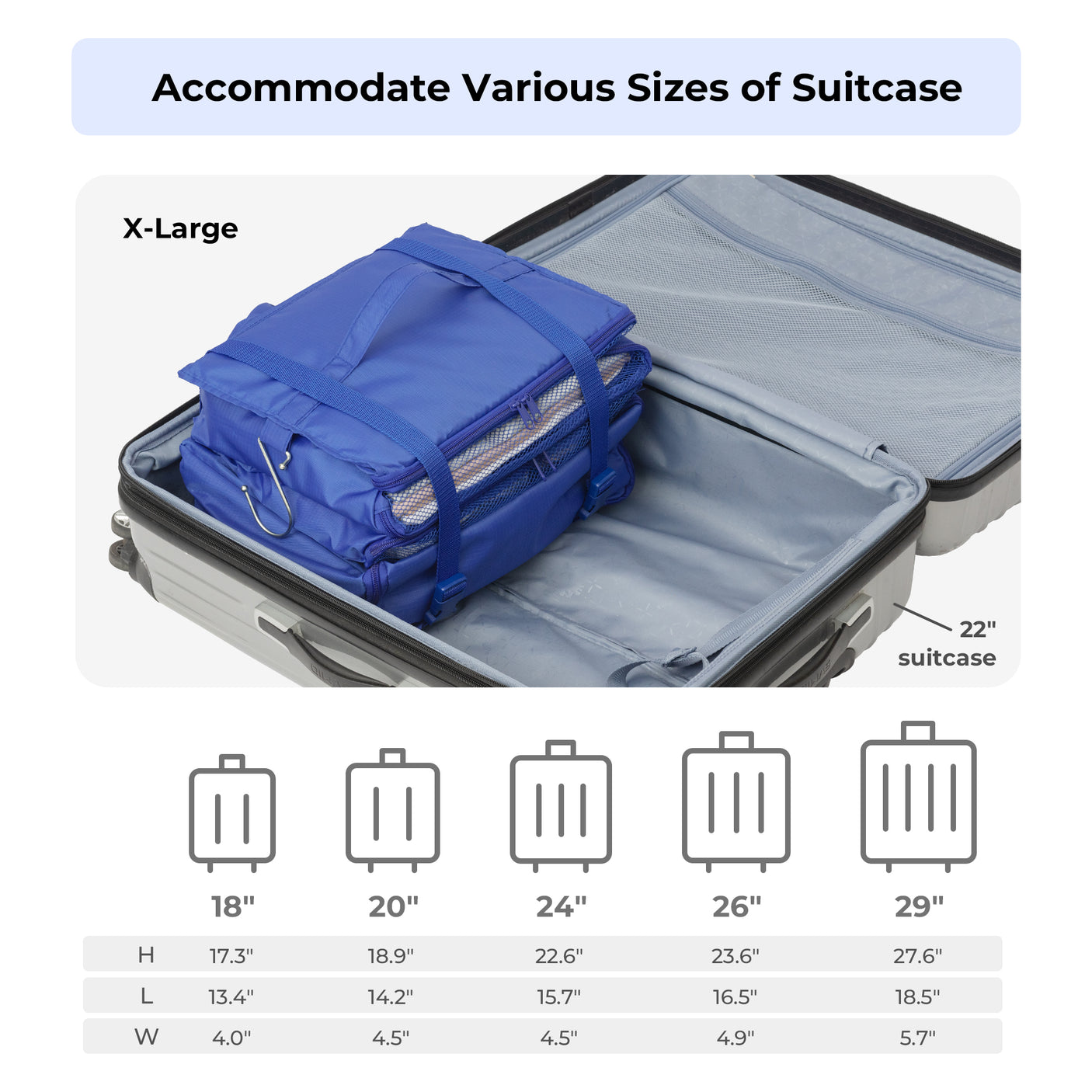 3-Shelf Portable Hanging Packing Organizer