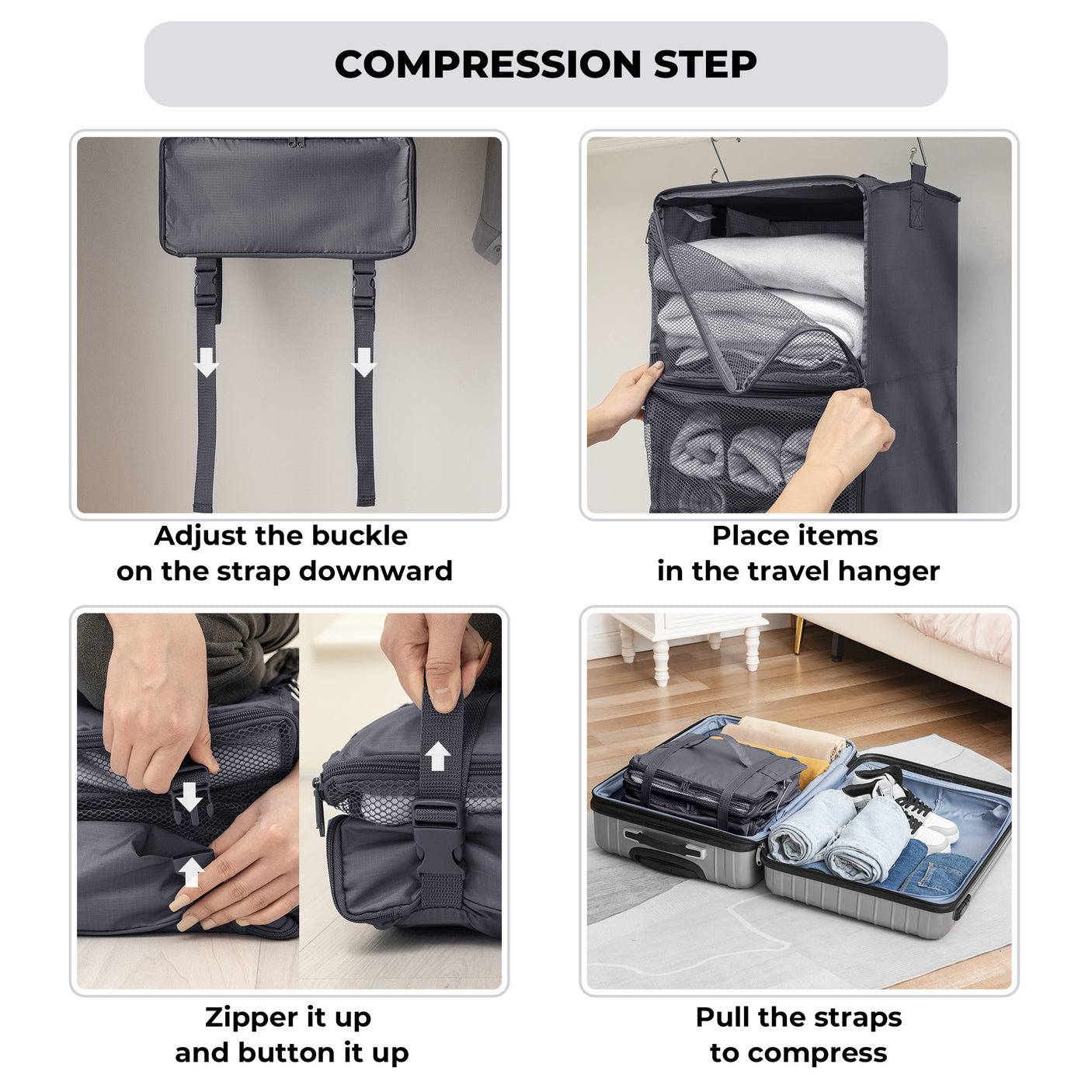 Granny‘s Grey Series - 3-Shelf Portable Hanging Packing Organizer